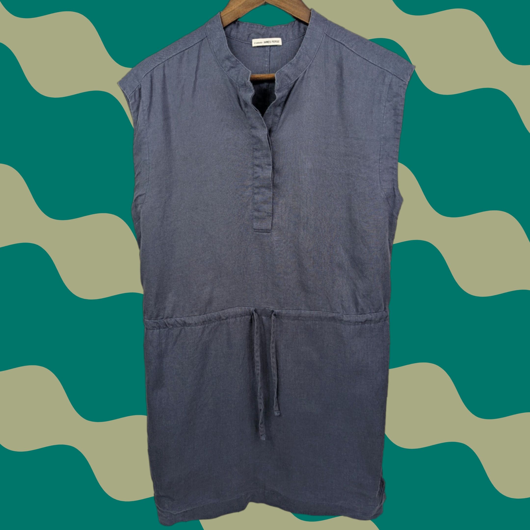 James Perse James Perse Dress Blouson Sleeveless Drawstring Waist Short Blue Women 3 Slate Blue Size XS / US 0-2 / IT 36-38 - 1 Thumbnail