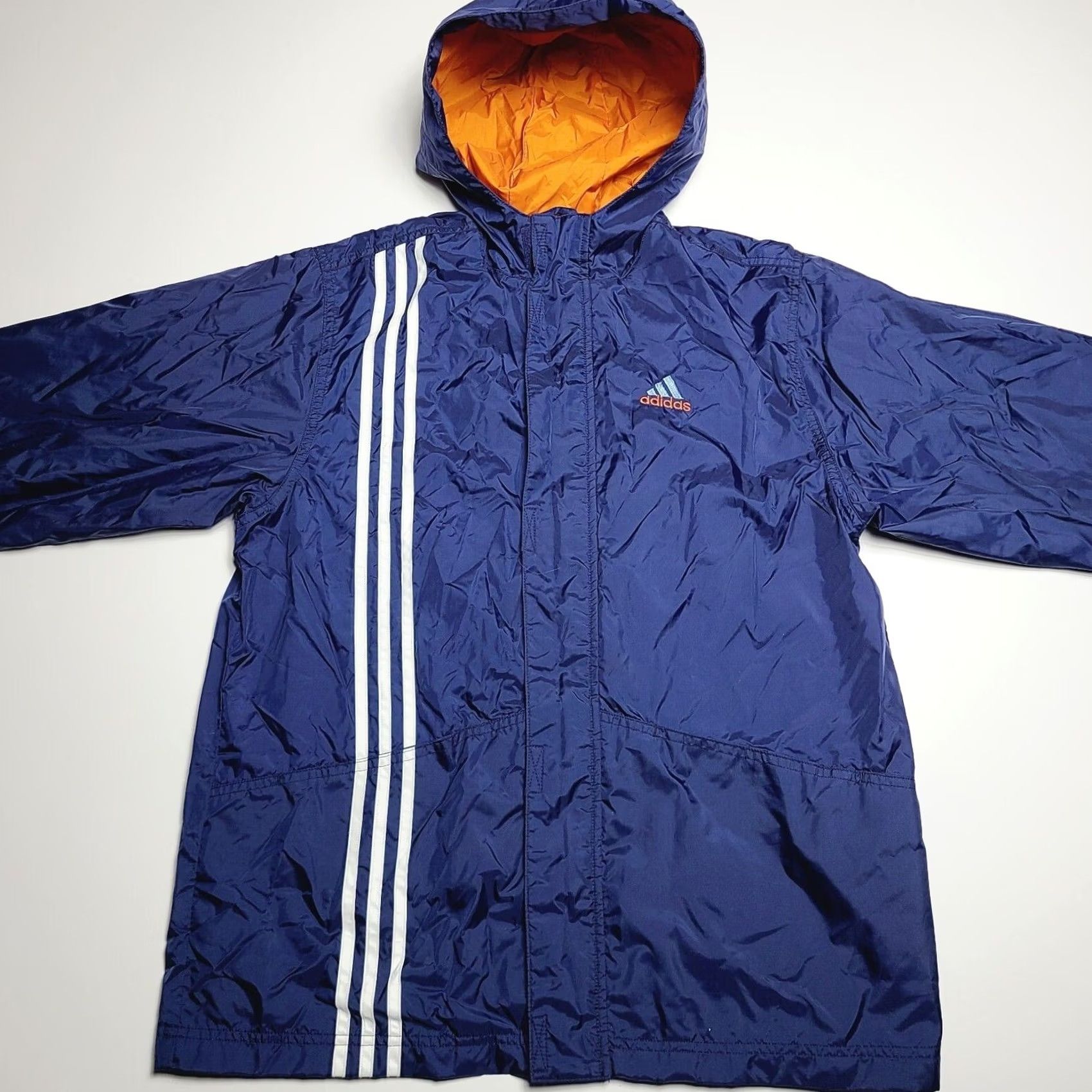 Adidas VINTAGE Adidas Hooded Windbreaker Jacket Women's Large Blue White Striped 90s Size L / US 10 / IT 46 - 3 Thumbnail