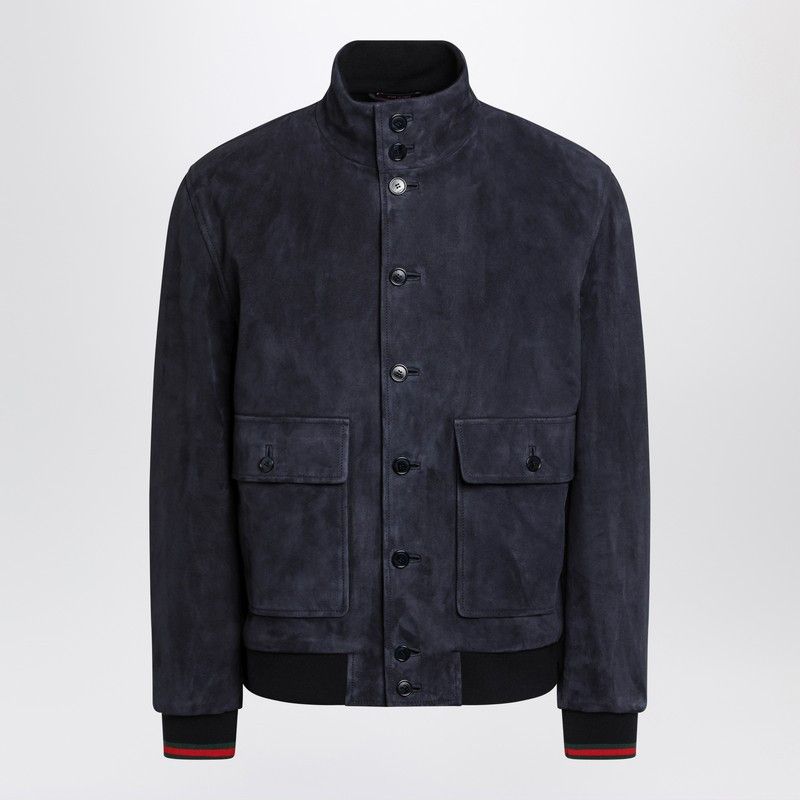 Gucci Gucci Blue Leather Jacket Size US XL / EU 56 / 4 - 1 Thumbnail