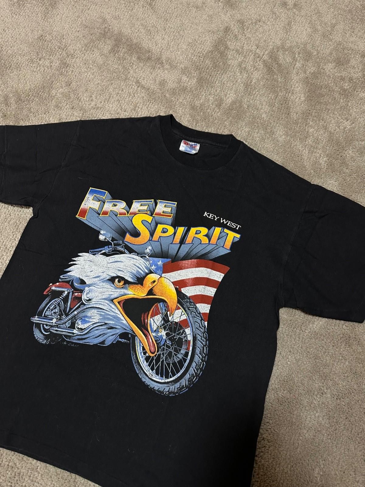 Hanes Vintage Free Spirit Motorcycled Eagle Large Graphic T Shirt Size US L / EU 52-54 / 3 - 3 Thumbnail