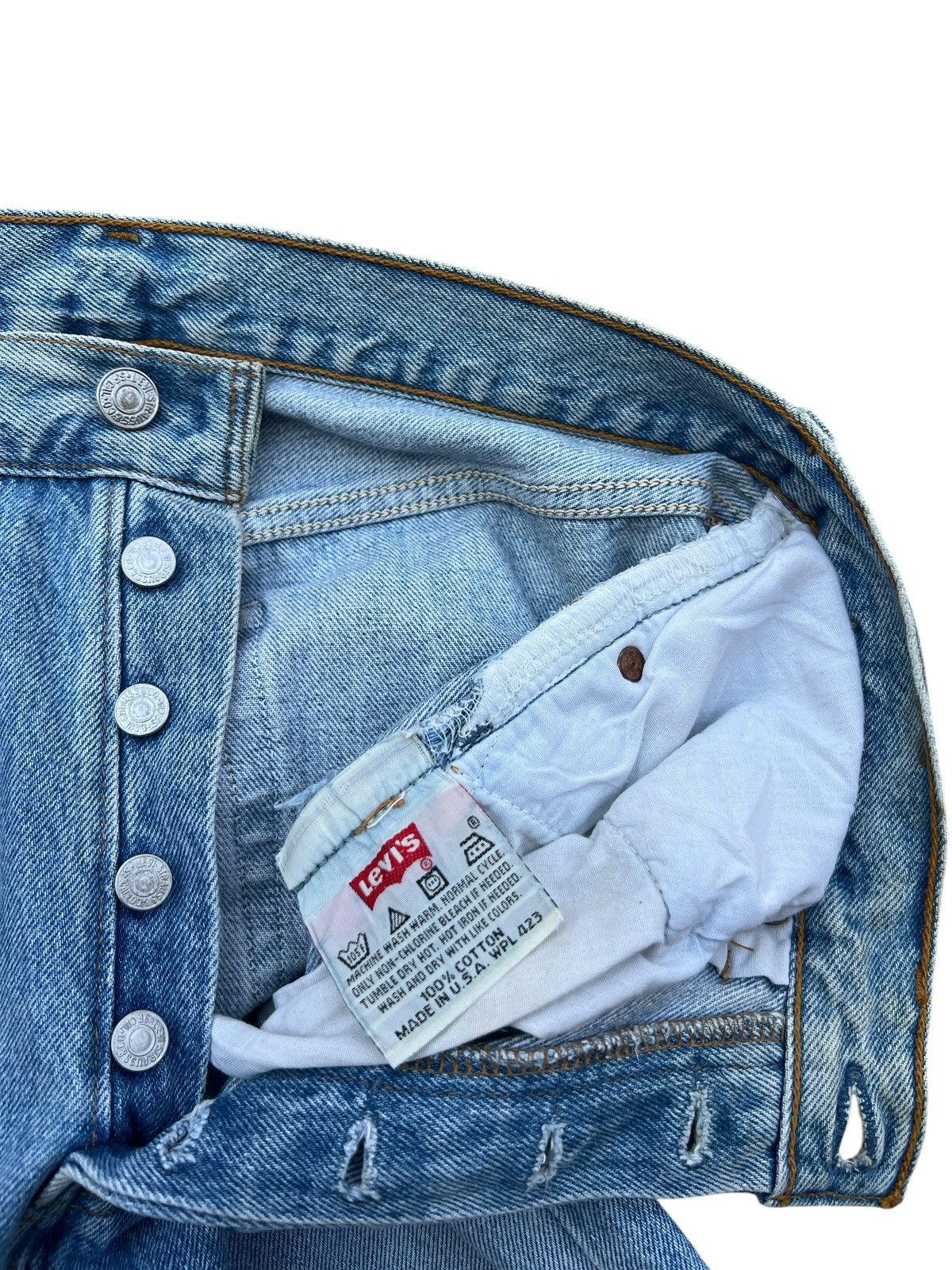 Levi's Vintage 90s Levis 501 USA Distressed Denim Jeans 31x31 Size 31" - 9 Thumbnail