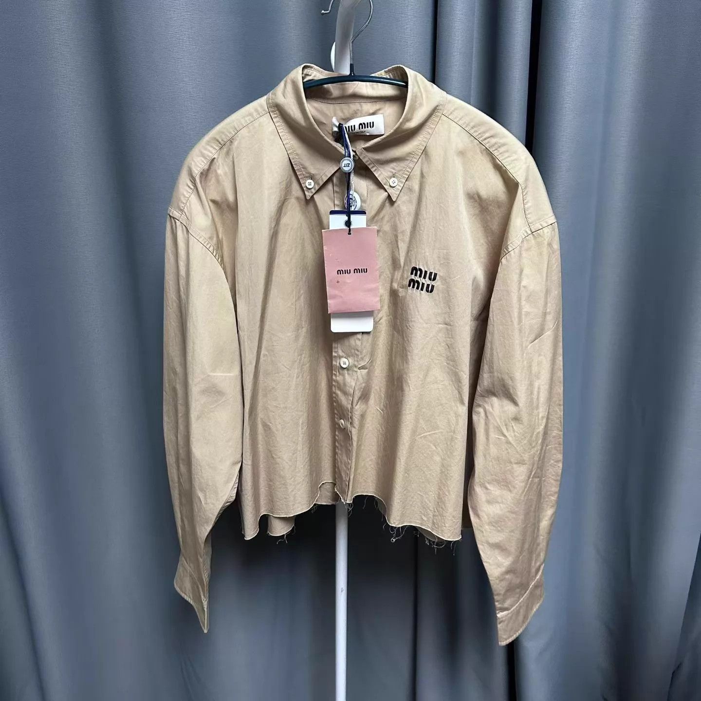 Miu Miu MIU MIU SS22 Women's Logo Printed Yellow Longsleeve Shirt Size XS / US 0-2 / IT 36-38 - 1 Thumbnail