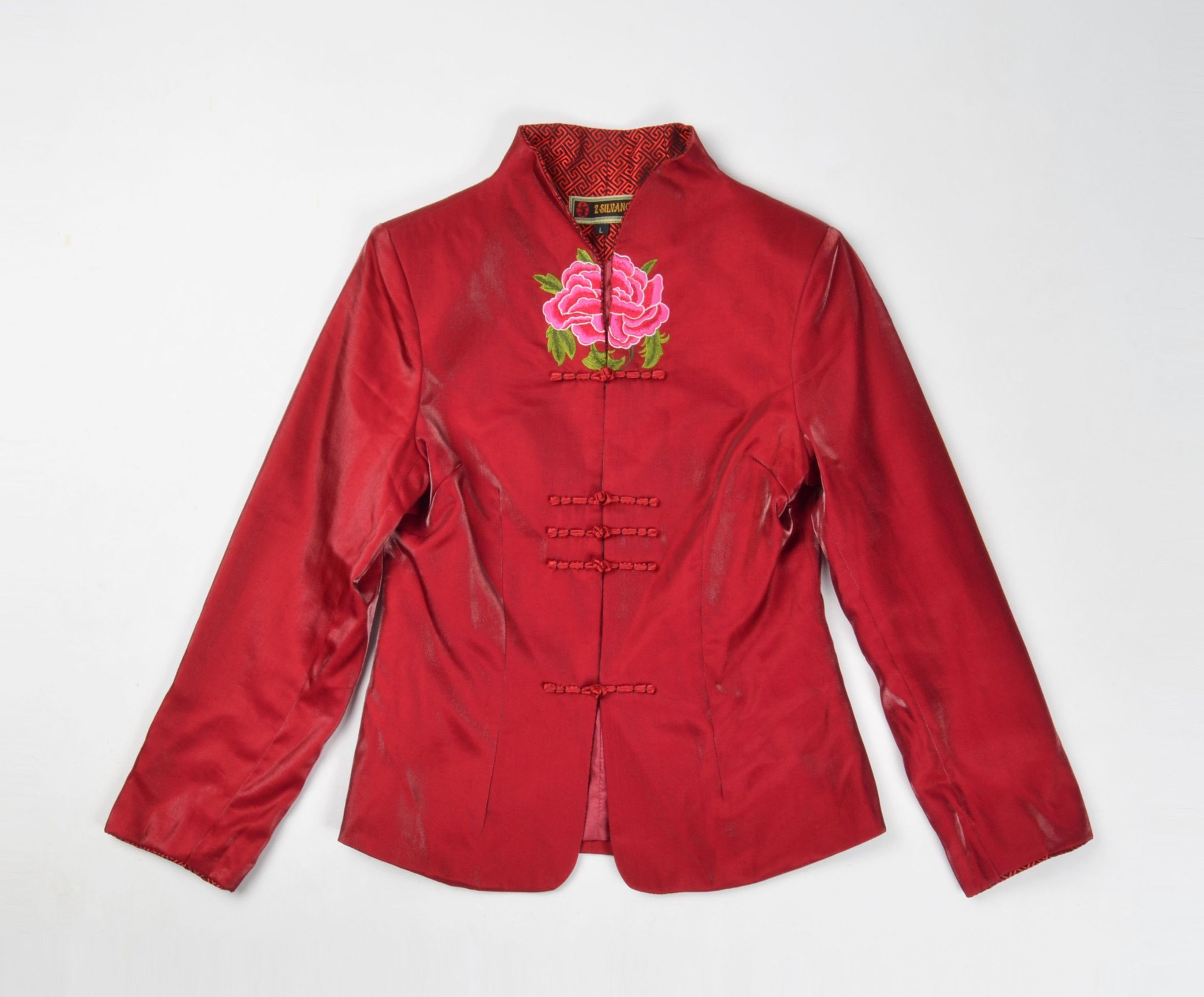 Japanese Brand Vintage Y2K Chinese Red Mandarin Blouse Jacket Blazer Size L / US 10 / IT 46 - 4 Thumbnail