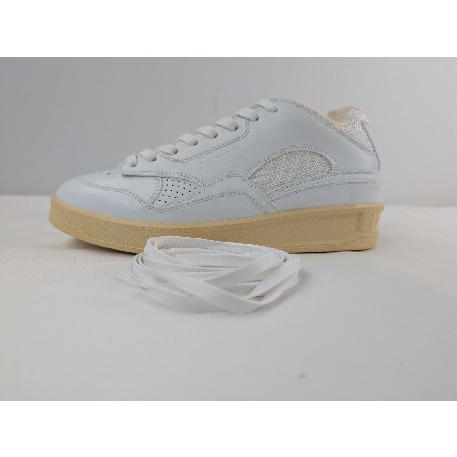 Jil Sander o1rshd1 Dragon Fabric Gummy Cow Nappa Sneakers in White Size US 10 / EU 43 - 11 Thumbnail