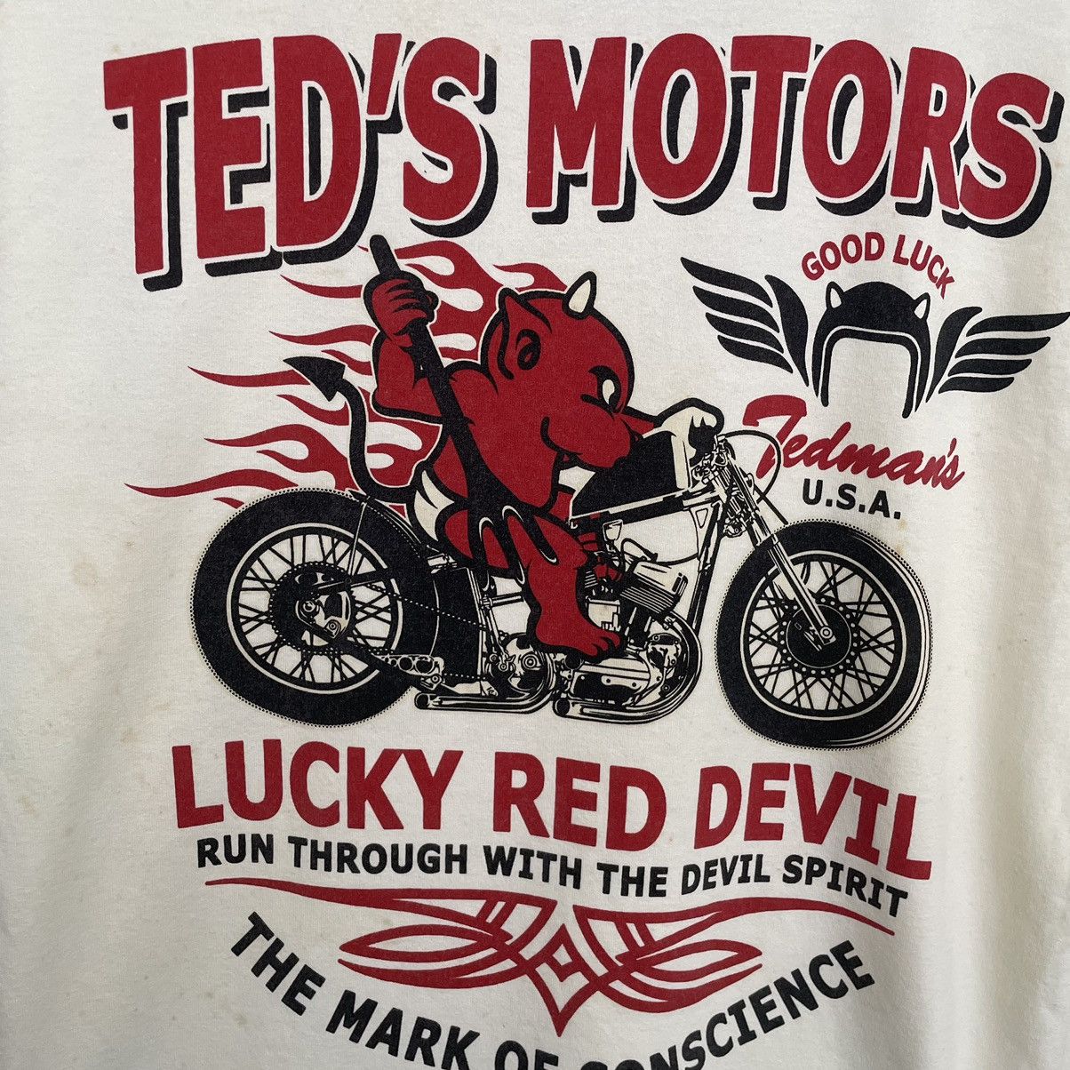 Tedman × West Coast Choppers 1990s Ted Motor Lucky Red Devil L/S T Shirt Size US M / EU 48-50 / 2 - 2 Thumbnail