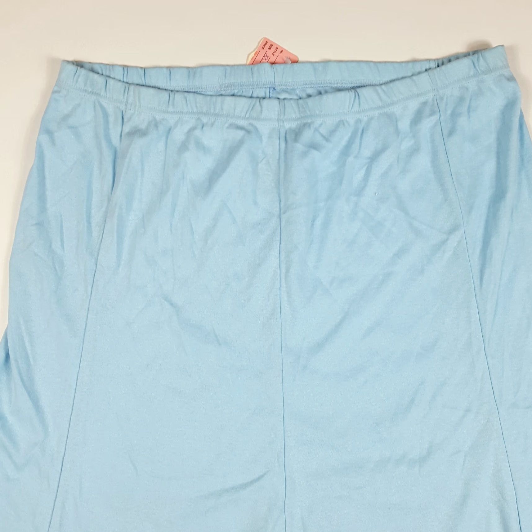 Vintage VINTAGE Allura Sky Blue Midi A-Line Skirt Women's 2XL Elastic Waist Casual Retro 80s 90s Cotton Blend Solid Blue, Pull On, Fall Spring Summer Winter Size 40" / US 18 - 2 Thumbnail
