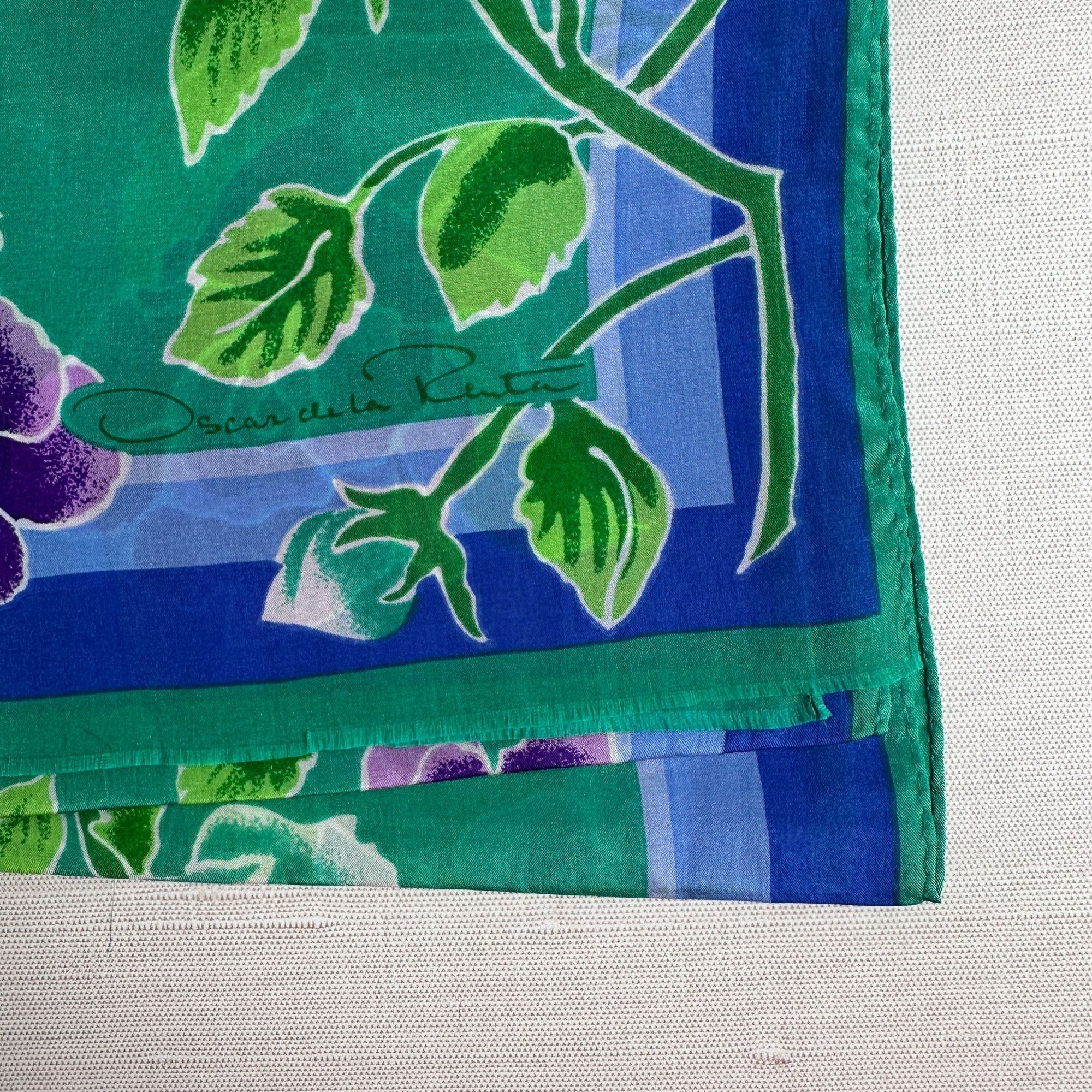 Oscar De La Renta Oscar de la Renta Green Blue Purple Silk Scarf 10x50 Size ONE SIZE - 9 Thumbnail