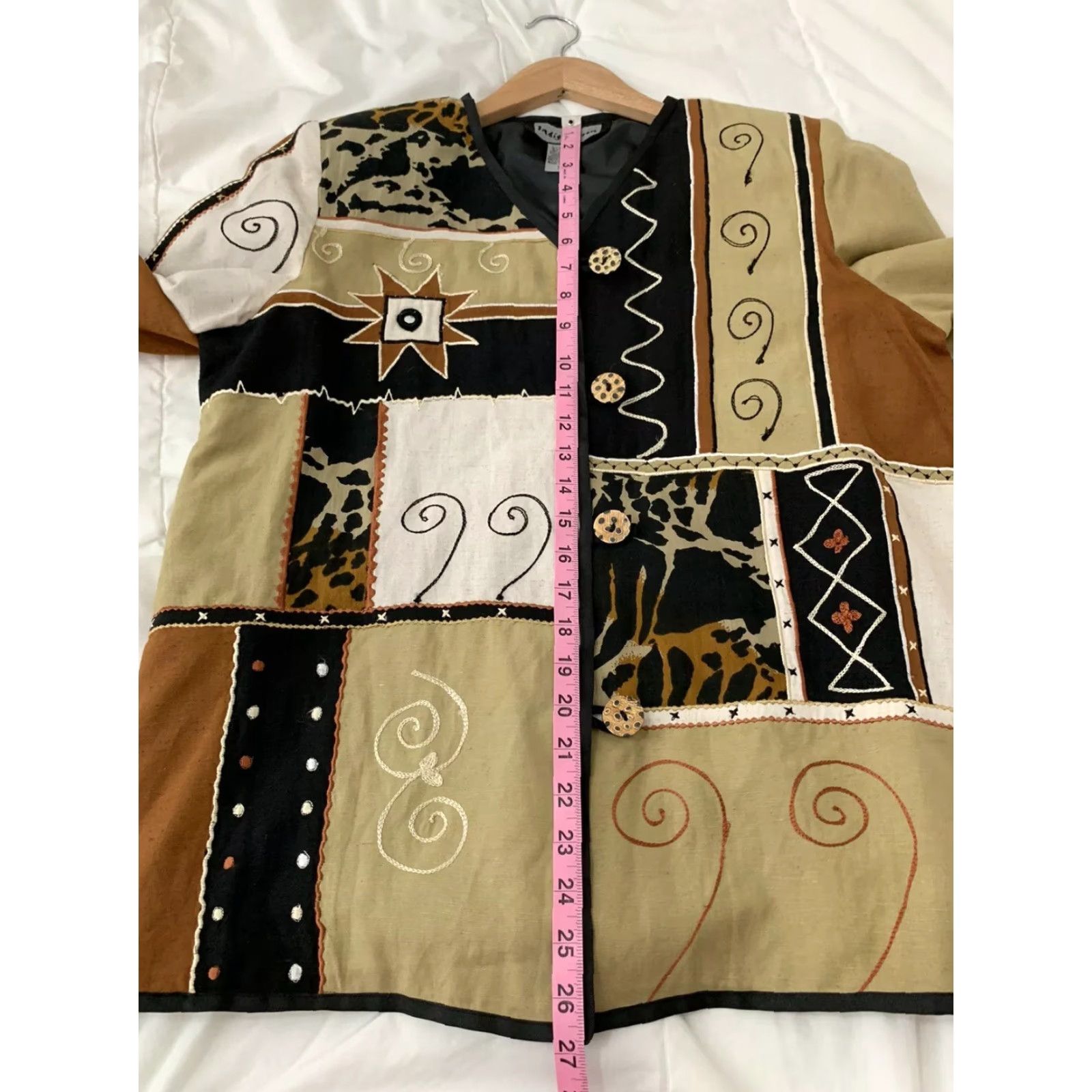 Vintage INDIGO MOON Jacket Geometric Embroidered Brown Tan Size S Womens Size S / US 4 / IT 40 - 6 Thumbnail