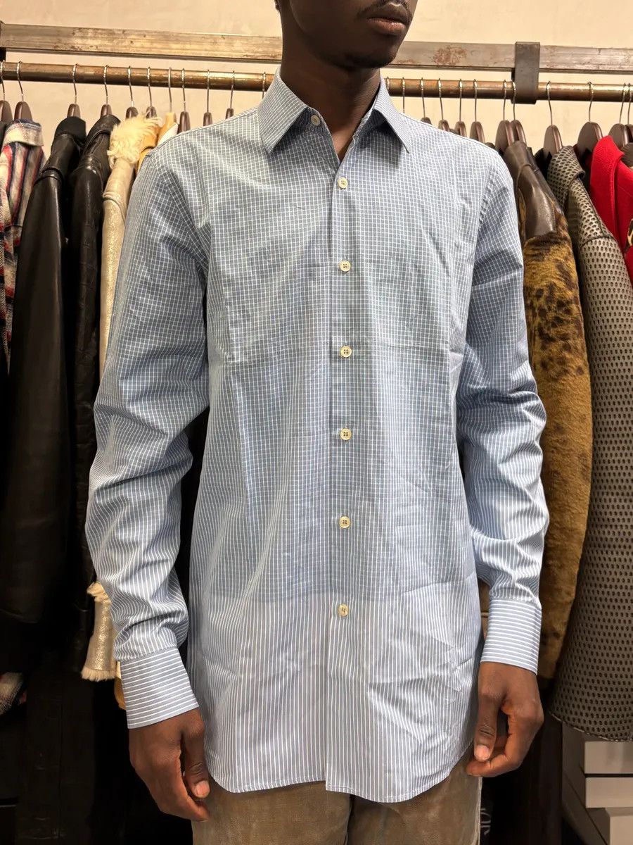 Prada 2000s Prada Blue Gradient Checkered Shirt Size US M / EU 48-50 / 2 - 1 Thumbnail