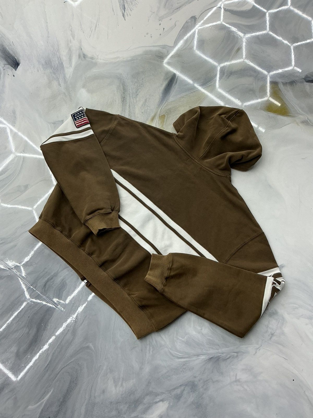 Vale Vale Cursive Zip Up Hoodie Brown White Size XL Size US XL / EU 56 / 4 - 5 Thumbnail