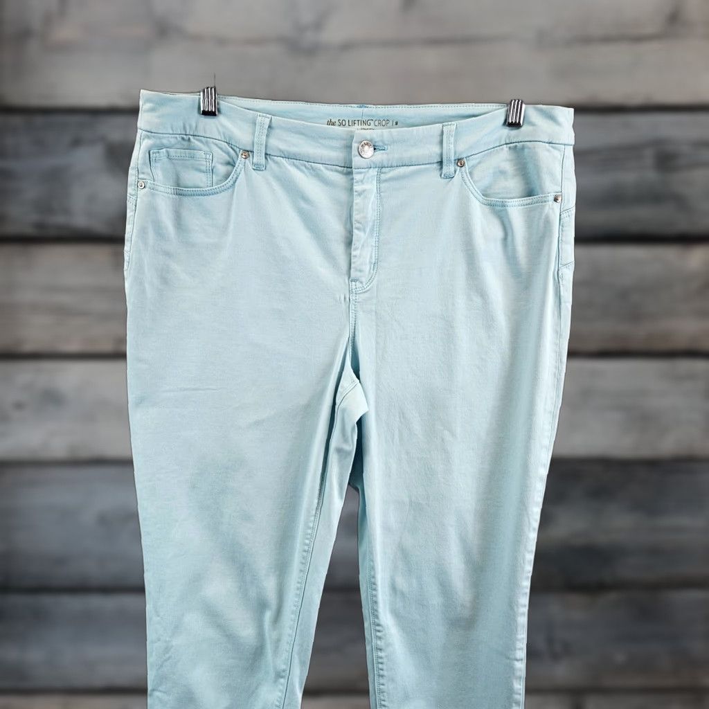 Vintage Chico's Women So Lifting Crop Pants 12 Light Blue High Rise Crop Pants Womens size 12 Blue 22.5in Inseam 11in Rise Size 34" / US 12 / IT 48 - 1 Thumbnail