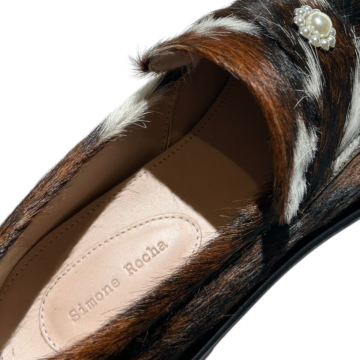 Simone Rocha Calf hair fur pearl detail heart toe loafer Size US 8 / EU 41 - 5 Thumbnail