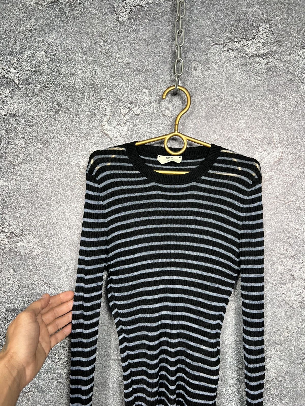Fendi Fendi Mesh Slim Fit Silk Top Long Sleeve Size 40 Size S / US 4 / IT 40 - 2 Thumbnail