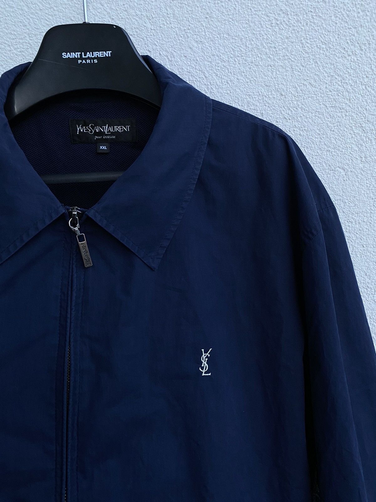 image of Vintage x YVES Saint Laurent YSL Jacket Dark Navy YSL Bomber, Men's (Size 2XL)