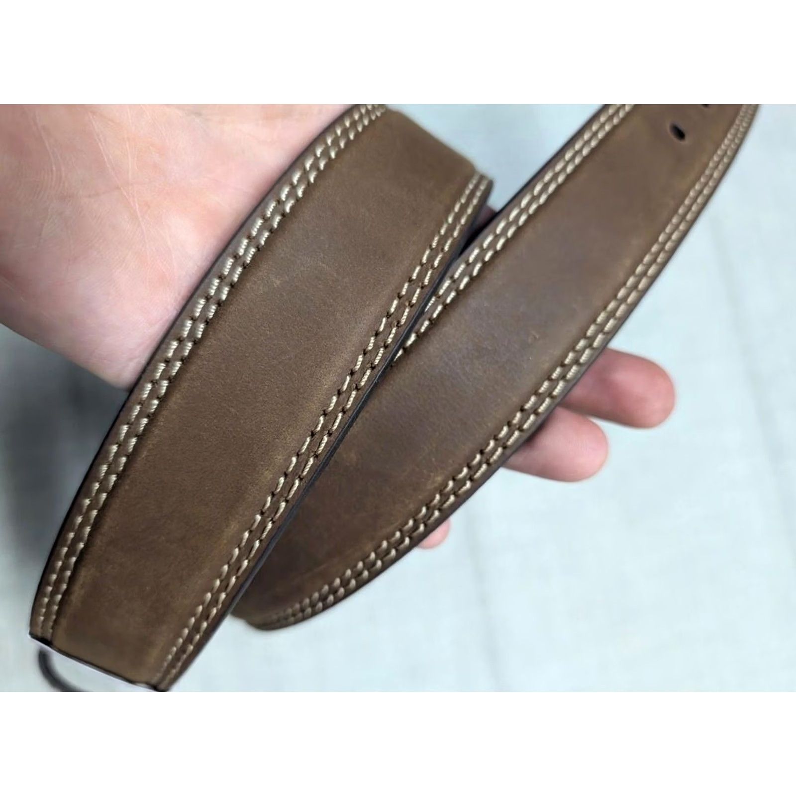 Vintage VINTAGE Cowhide full grain Leather belt 34 brown Men 1-1/2" Dress Work Belt XS Size 34 - 7 Thumbnail