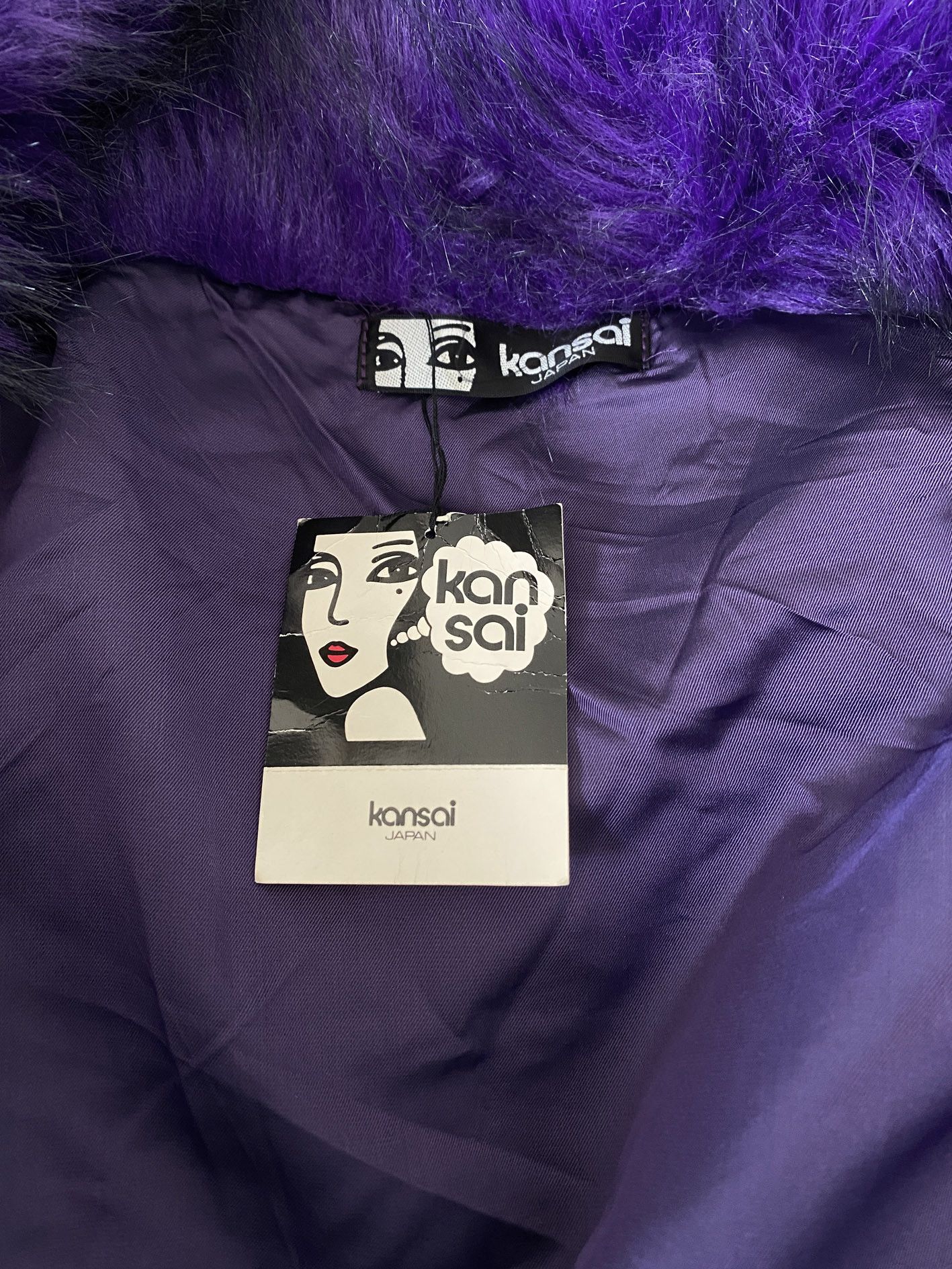 Kansai Yamamoto 80s Vintage Kansai Yamamoto Purple faux fur jacket w scarf Size US L / EU 52-54 / 3 - 9 Thumbnail
