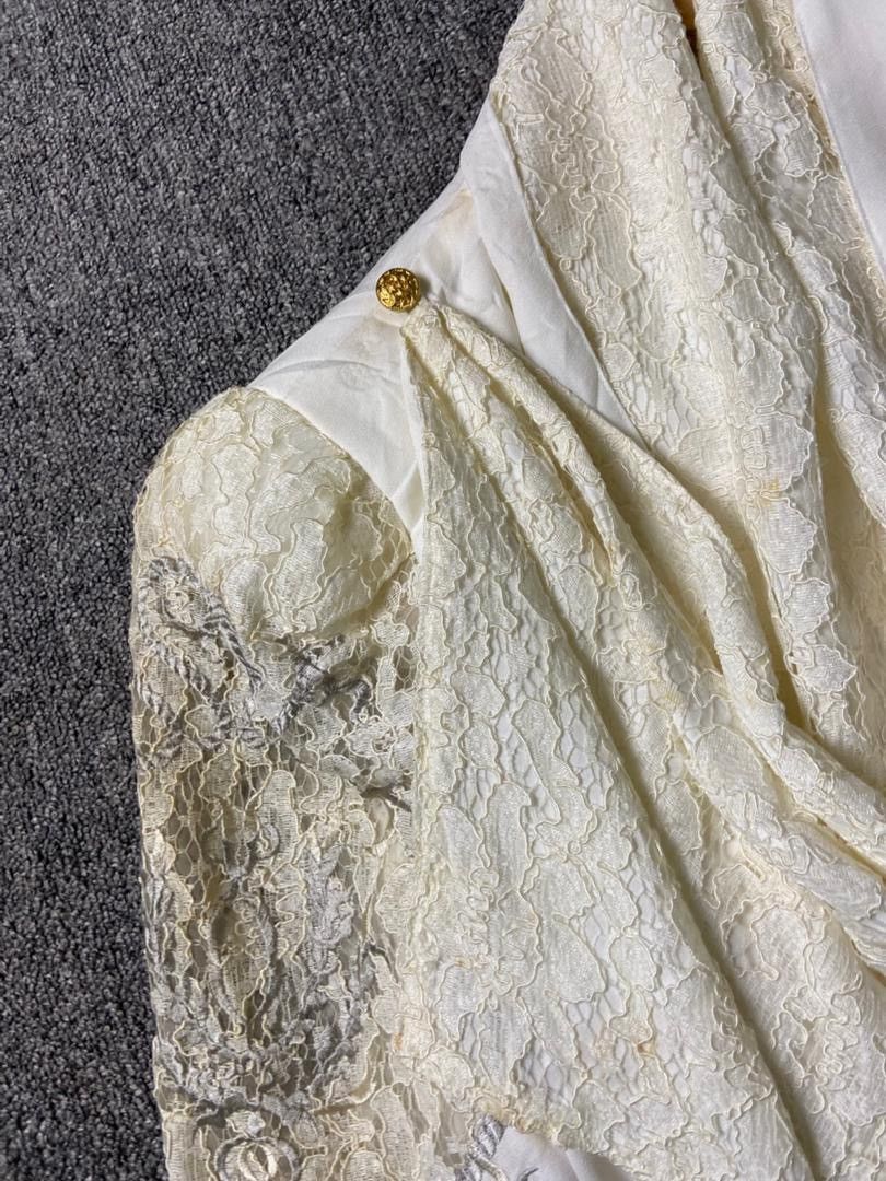 Japanese Brand First Eleven Vintage-Style Bridal Lace Top (185) Size XS / US 0-2 / IT 36-38 - 10 Thumbnail