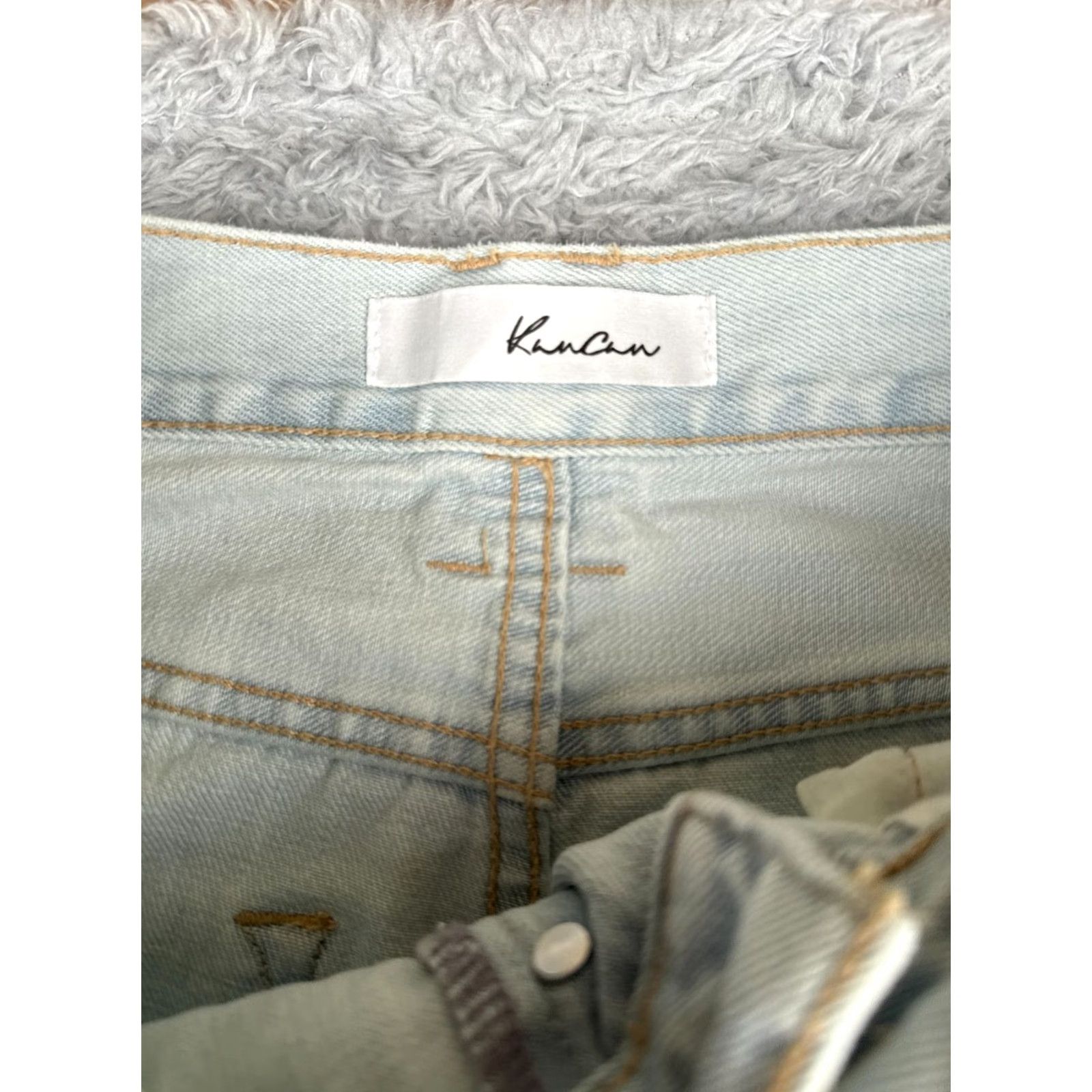 Vintage Kancan Jeans Jeans 26x33 Blue Wide-Leg High Rise 100% Cotton Distressed Junior Jeans Womens Regular 5-Pocket Western Logo Size 25" / US 0 / IT 36 - 6 Thumbnail