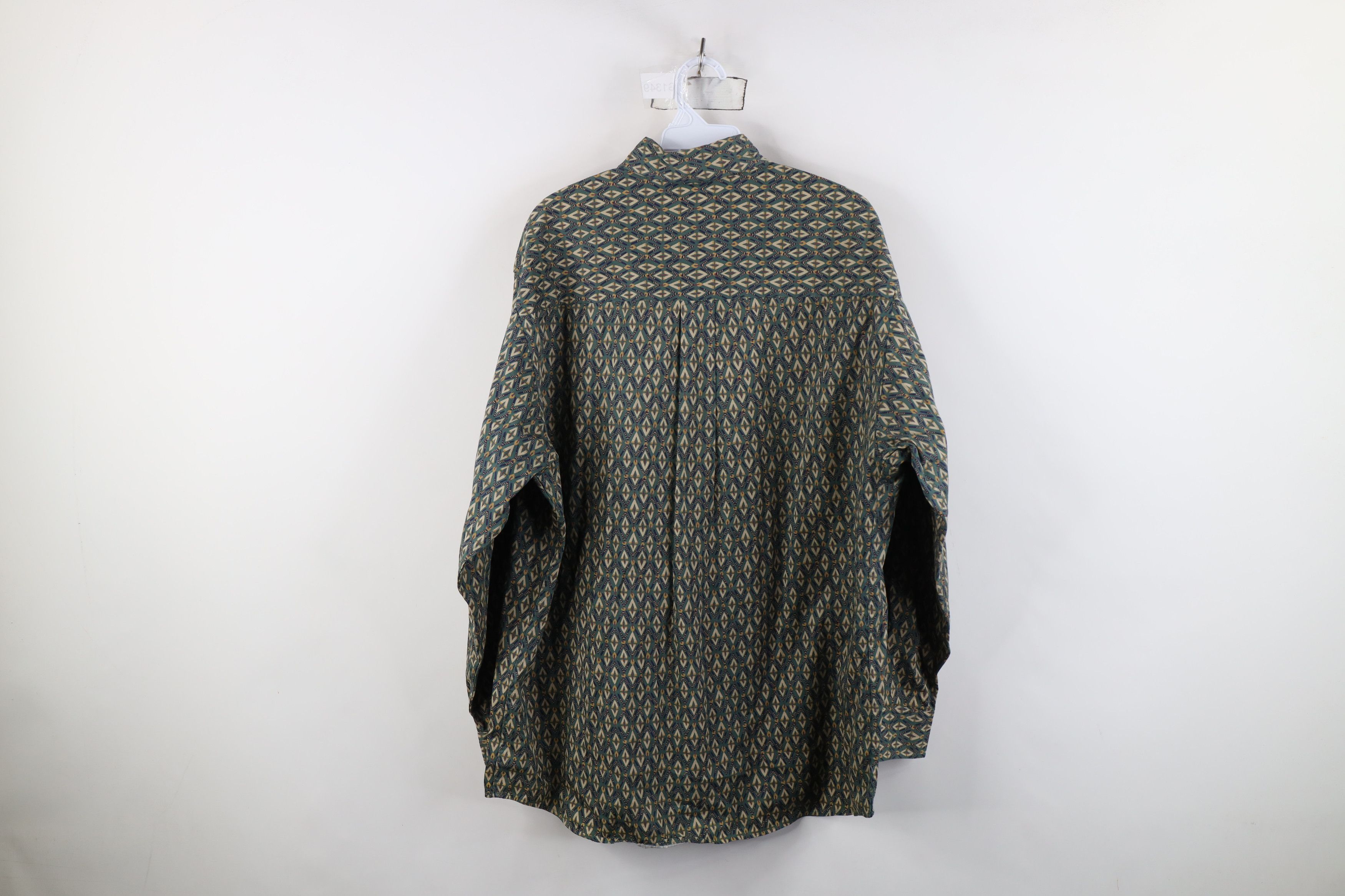 Vintage Vintage 90s Streetwear Collared Button Down Shirt Green Size US L / EU 52-54 / 3 - 9 Thumbnail