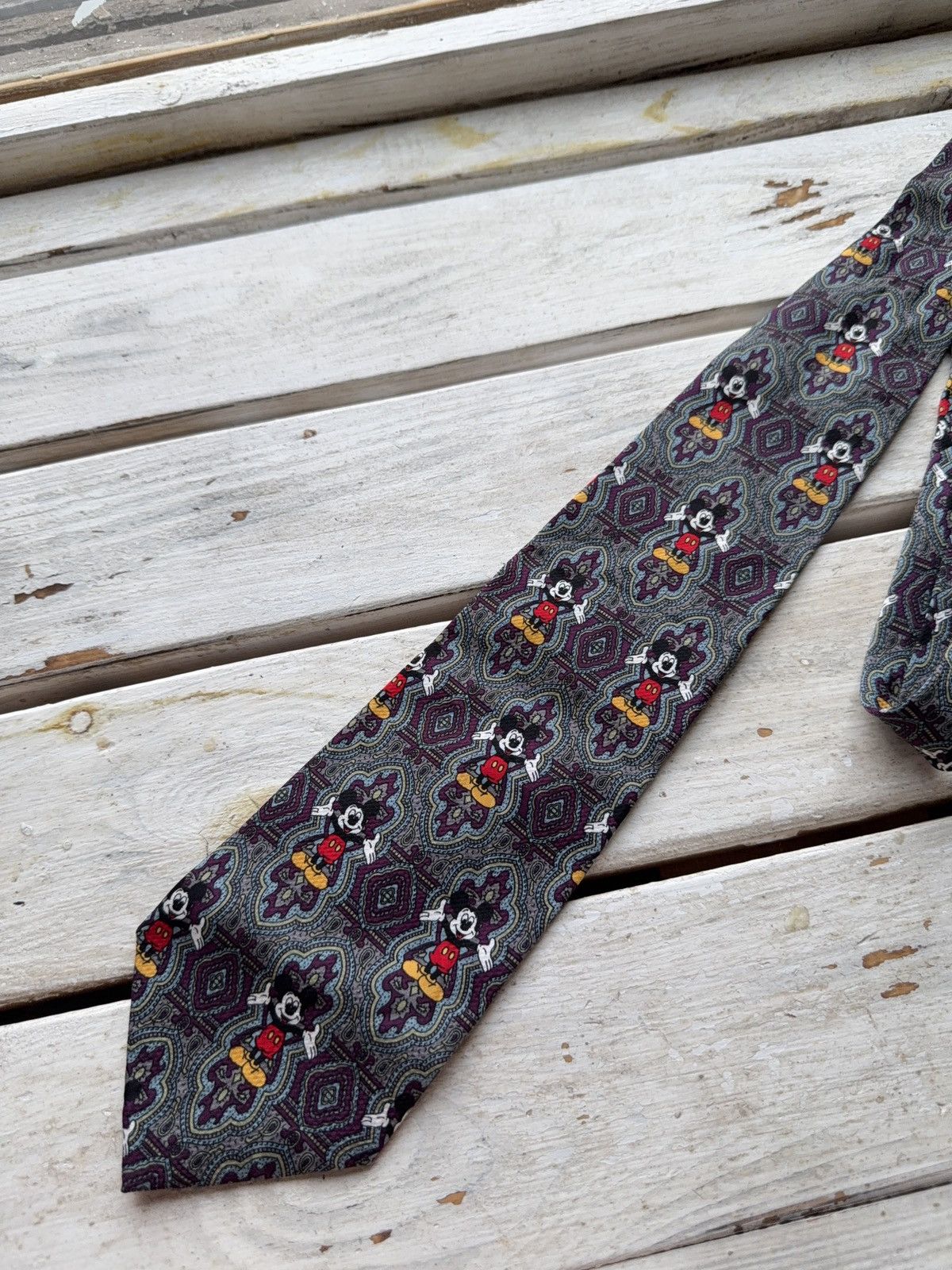 Cartoon Network × Disney × Vintage Vintage Disney Mickey Mouse Silk Tie Atlas Design Size ONE SIZE - 2 Thumbnail