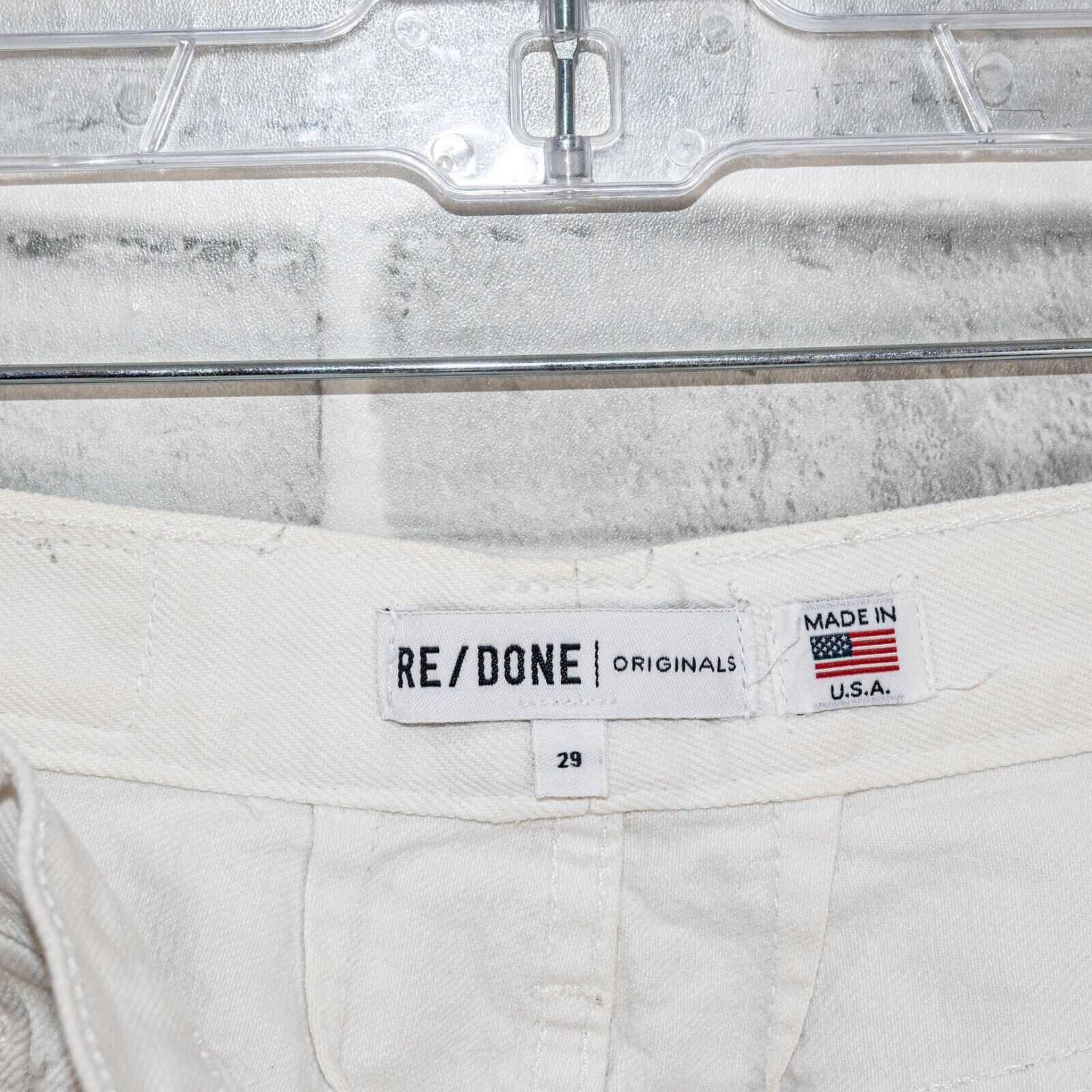 RE/DONE RE/DONE Originals Double Needle Crop Denim Jeans White Size 29" - 4 Thumbnail