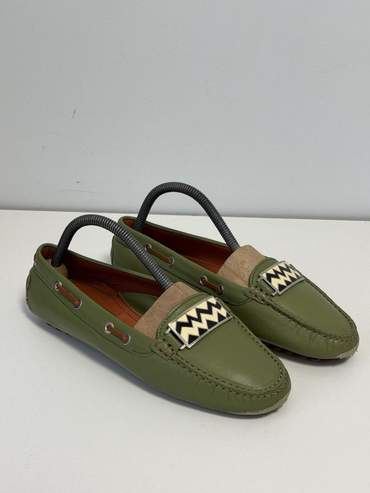Missoni Missoni Women’s Leather Driving Loafers Green Zigzag 38 EU Size US 8 / IT 38 - 1 Thumbnail