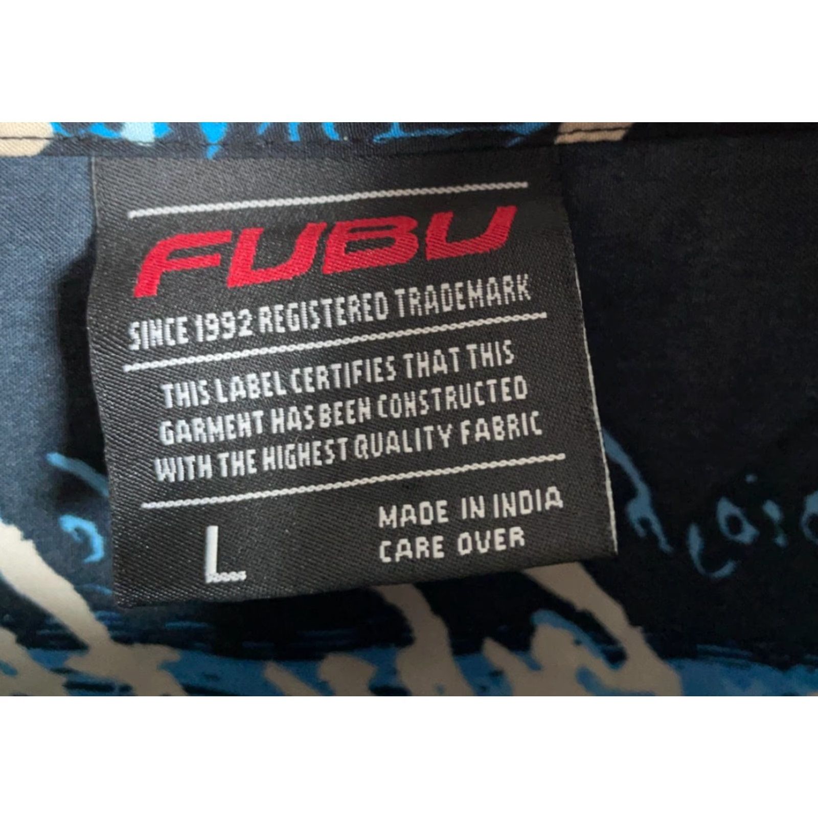 Fubu VINTAGE FUBU AOP Long Sleeve Shirt Mens Large Black Blue Script Polyester Hip Hop 90s Retro Button-Up Size US L / EU 52-54 / 3 - 3 Thumbnail
