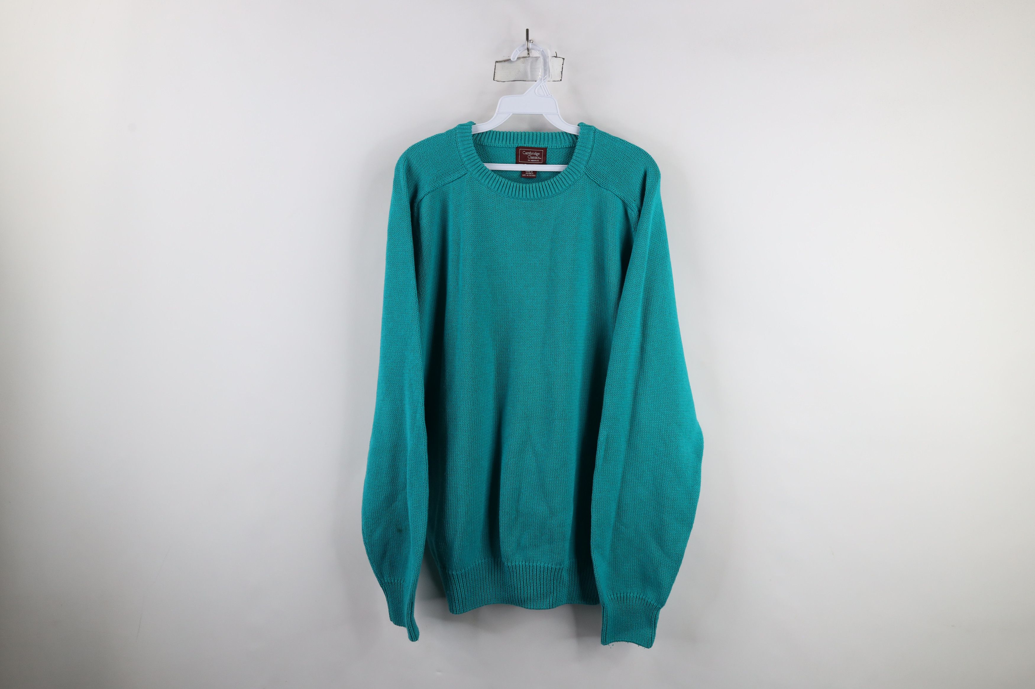 Vintage Vintage 90s Streetwear Cotton Knit Crewneck Sweater Teal Size US XL / EU 56 / 4 - 1 Thumbnail