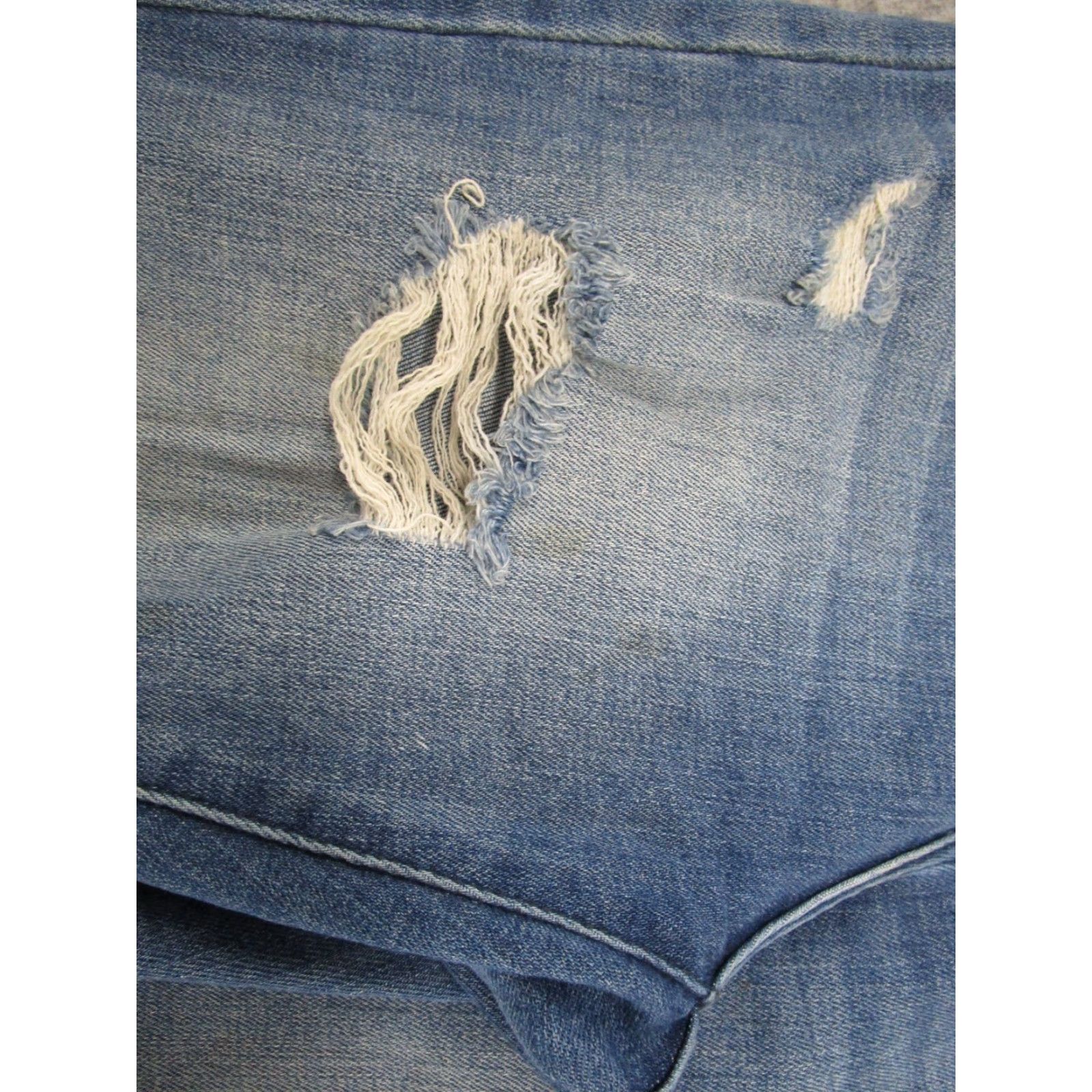 Vintage Kancan Jeans Womens Size 27 Blue Stretch Distressed Button Fly 5-Pocket Skinny Denim High Rise Regular Modern Feel Size 27" / US 4 / IT 40 - 3 Thumbnail