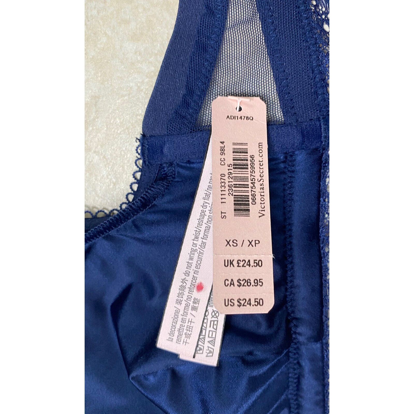 Victoria's Secret NWT Victoria's Secret XS Blue Lace Sexy Bra Bralette Clasp Size ONE SIZE - 8 Thumbnail