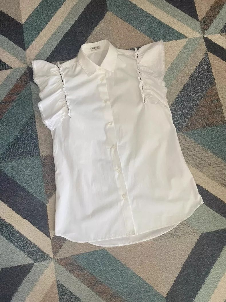 Prada Miu Miu Women's Casual Short Sleeve Shirt-2506 Size M / US 6-8 / IT 42-44 - 2 Thumbnail