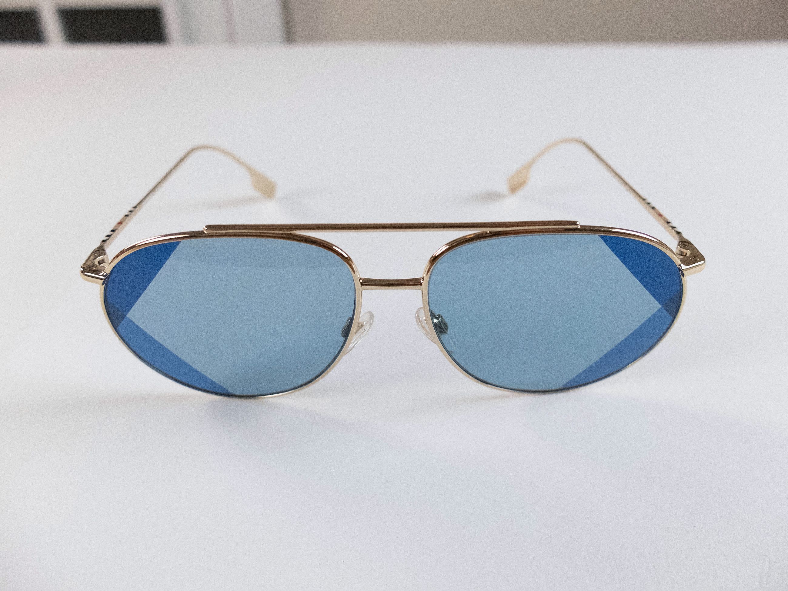 Burberry BURBERRY gold tone & blue metal aviator sunglasses Size ONE SIZE - 4 Thumbnail