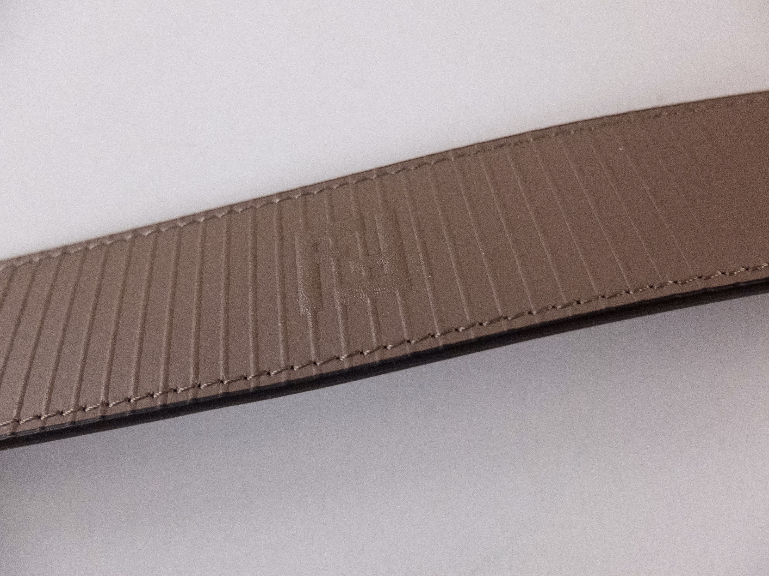 Fendi FENDI Edge dark beige FF logo embossed leather belt 90 / 36 Size 34 - 3 Thumbnail