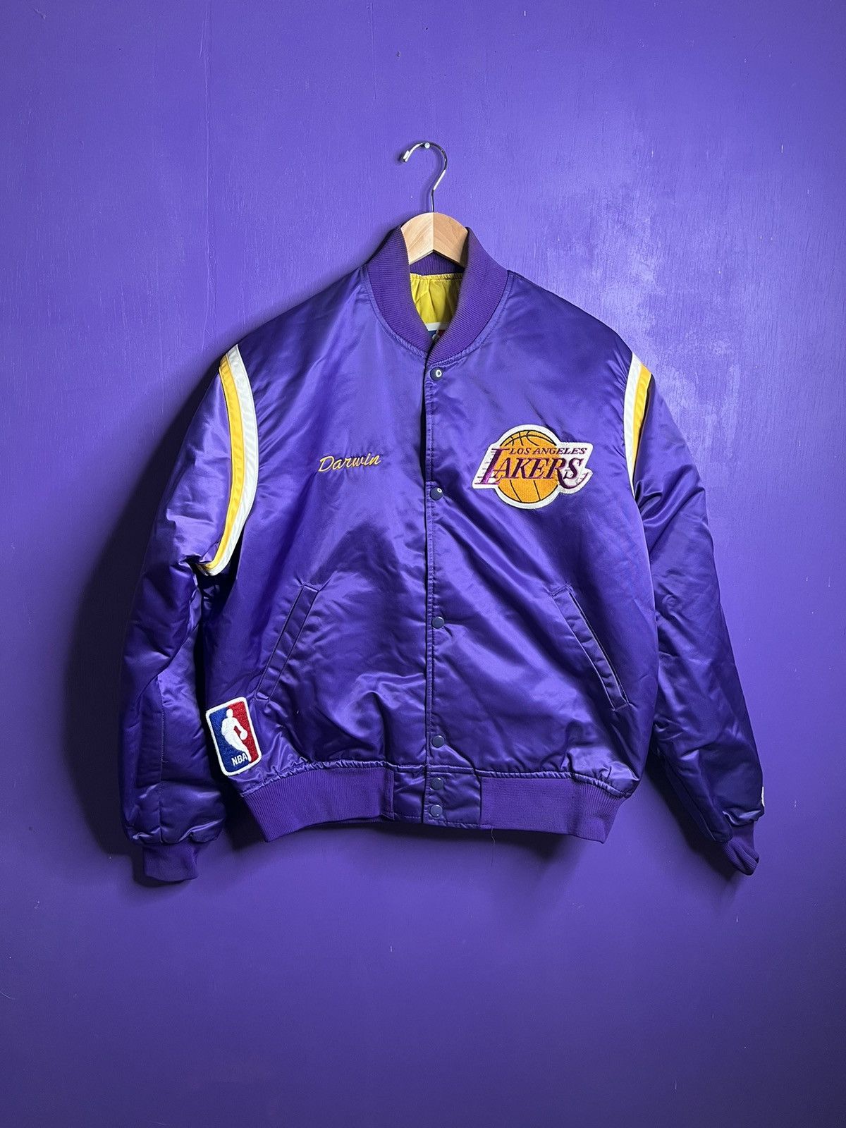 NBA × Starter × Vintage Vintage 80s Los Angeles lakers Darwin satin jacket Size US L / EU 52-54 / 3 - 1 Thumbnail
