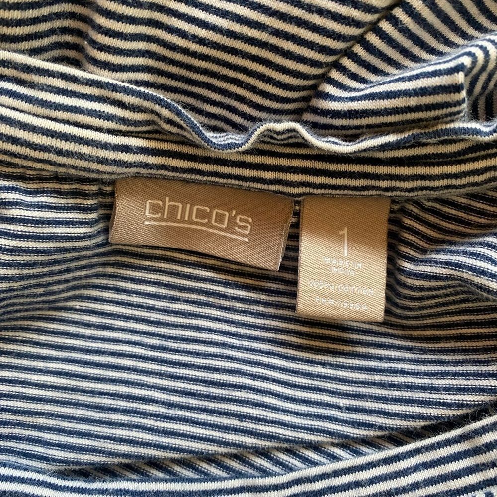 Chicos Chico’s Women’s Size 1 (US 8) Blue White Striped Cotton Top Size M / US 6-8 / IT 42-44 - 5 Thumbnail
