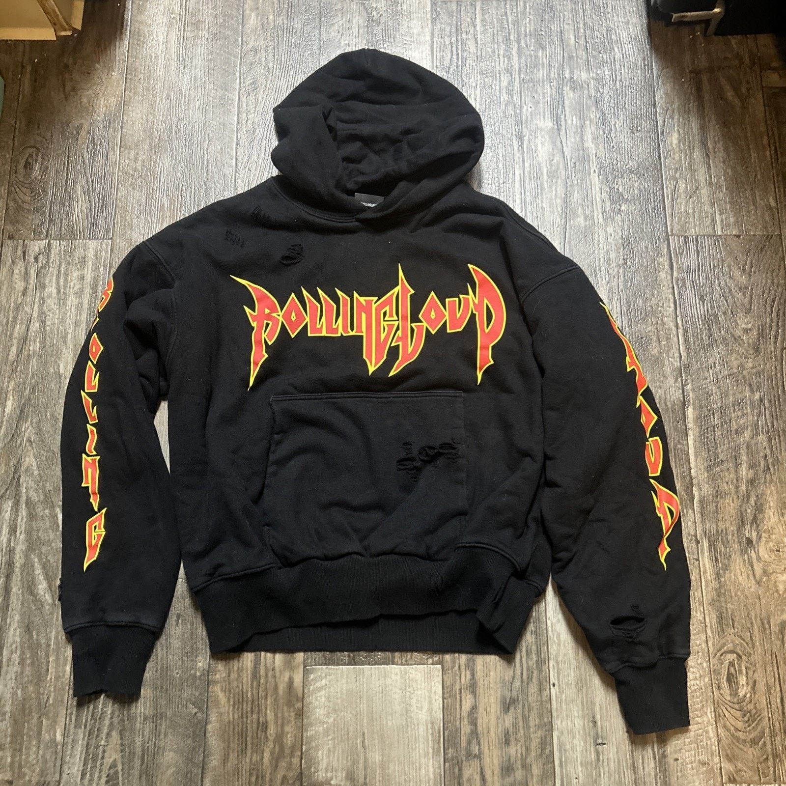 DOUBLE LAYER HEAVYWEIGHT DISTRESSED HOODIE Rolling