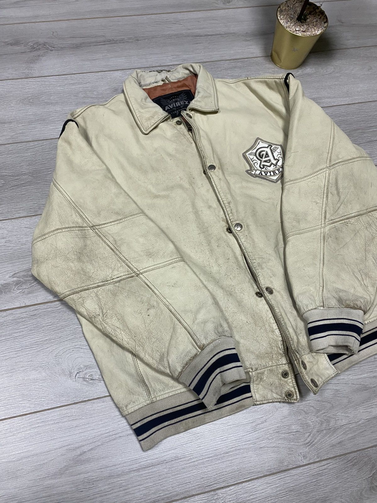 Avirex Avirex vintage Leather Jacket distressed New York big logo Size US XXL / EU 58 / 5 - 5 Thumbnail