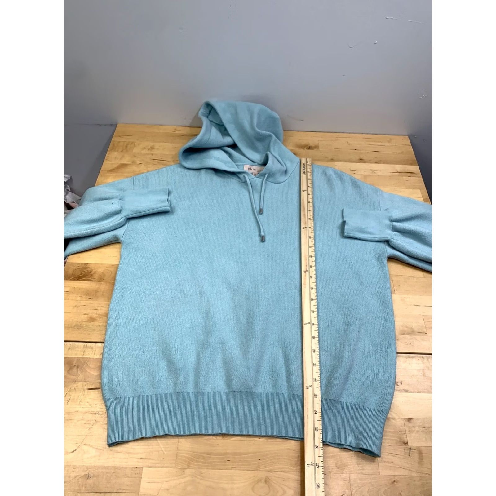 Vintage Philosophy Knit Sweater Hoodie Women XL Light Blue Pullover Casual XL Women Pullover Sweater Blue Philosophy Size XL / US 12-14 / IT 48-50 - 5 Thumbnail