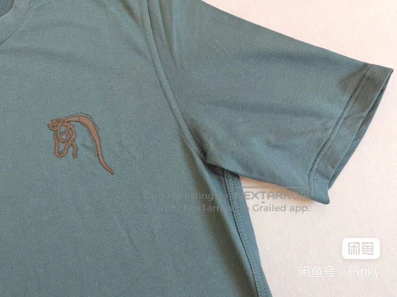 Other Hermes Men's short-sleeve T-shirt, peacock blue, horse lea Size US M / EU 48-50 / 2 - 5 Thumbnail