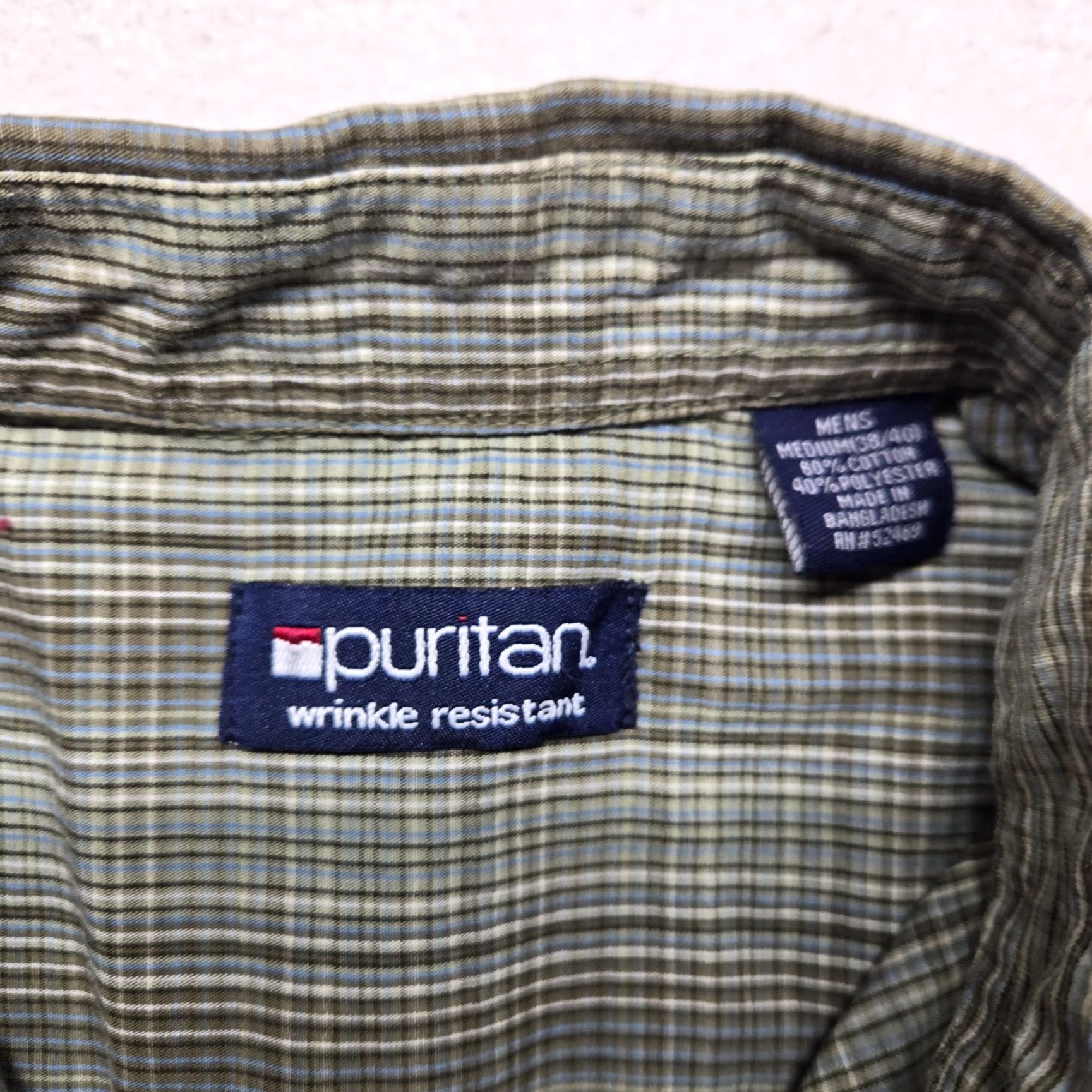 Vintage Puritan Green Plaid Long Sleeve Button Up Shirt Adult Men's M Medium Shirt Size US M / EU 48-50 / 2 - 3 Thumbnail