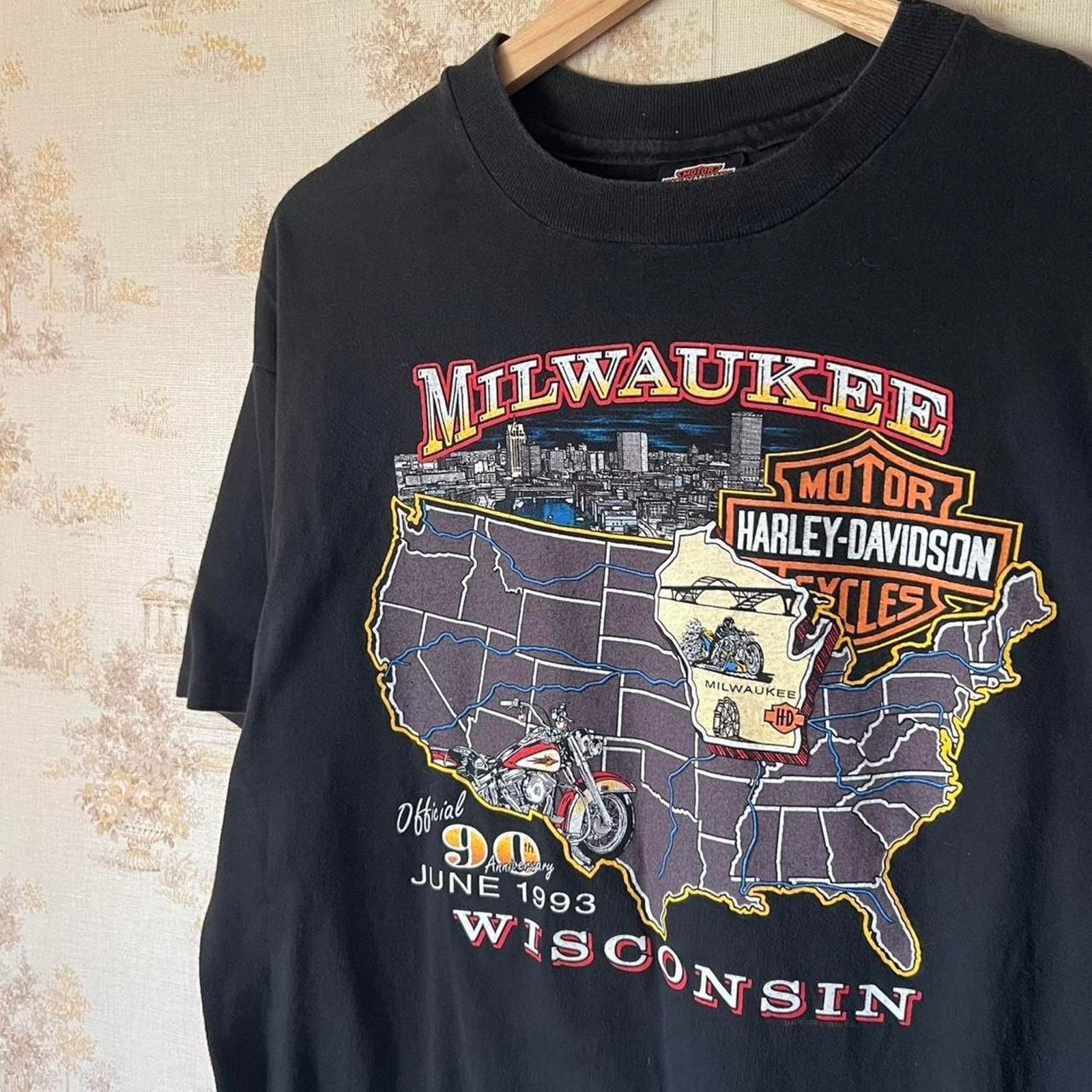 Harley Davidson 90s Harley-Davidson 90th Anniversary Tee | Milwaukee | Fit L Size US L / EU 52-54 / 3 - 1 Thumbnail