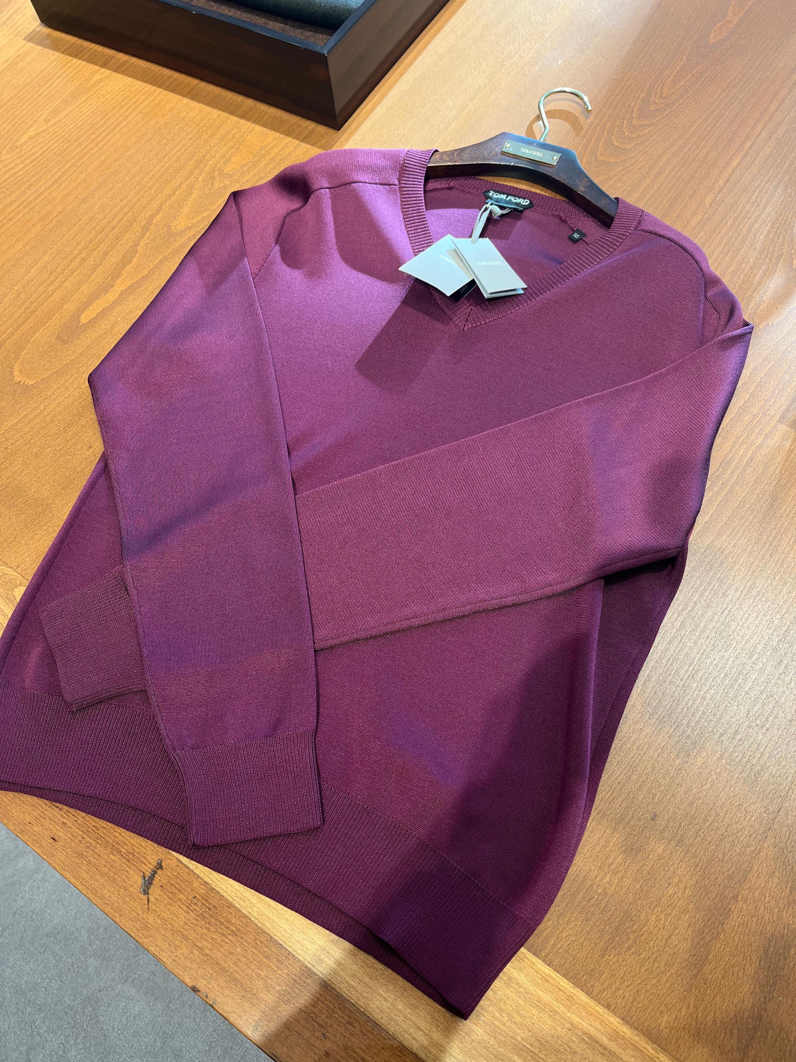 Tom Ford o1sndg0825 KVL009 V-neck Sweater in Purple Size US M / EU 48-50 / 2 - 2 Thumbnail