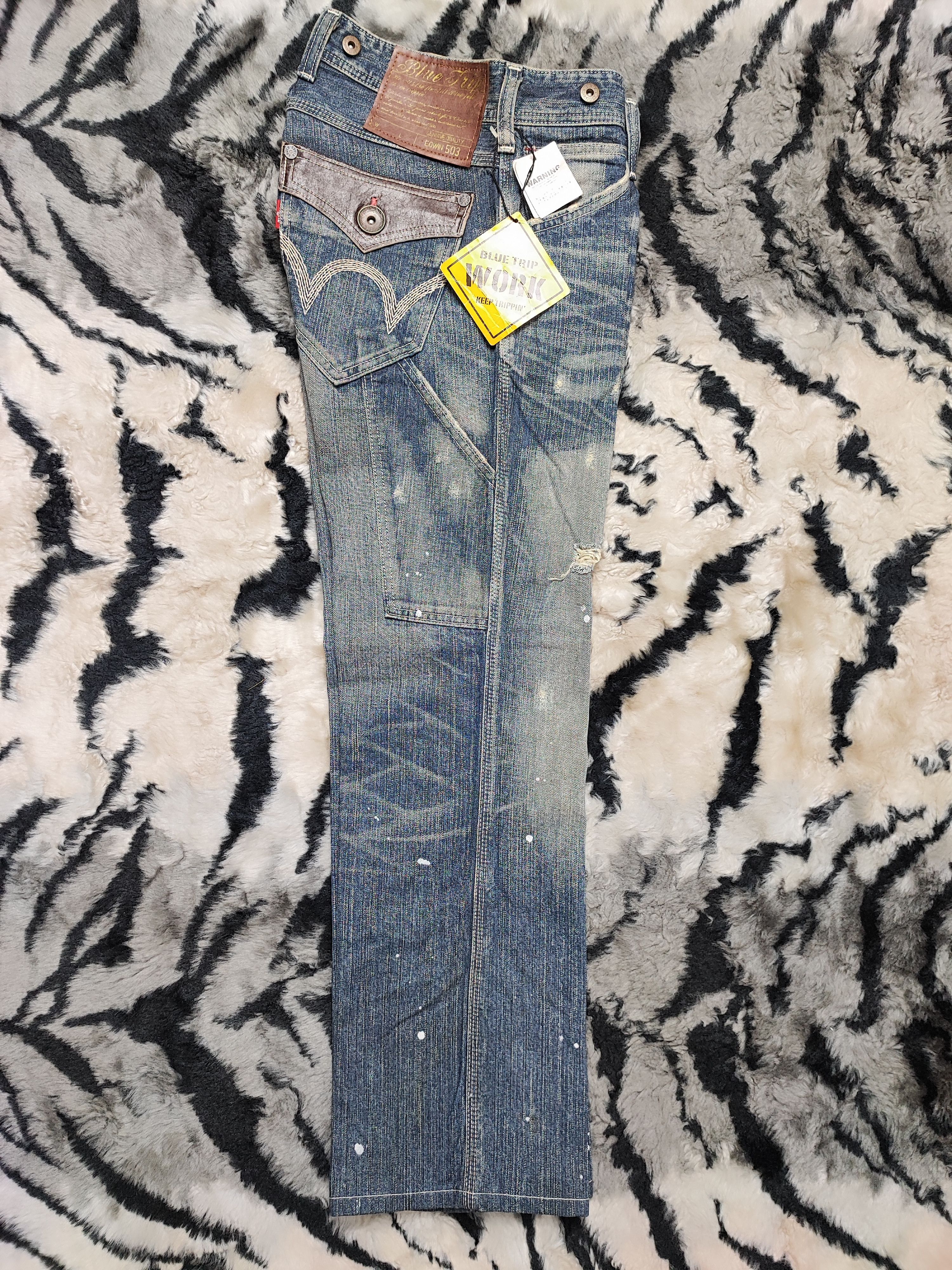 Edwin Deadstock Edwin 503 Blue Trip Work Paint Splatter Size US 29 - 17 Thumbnail