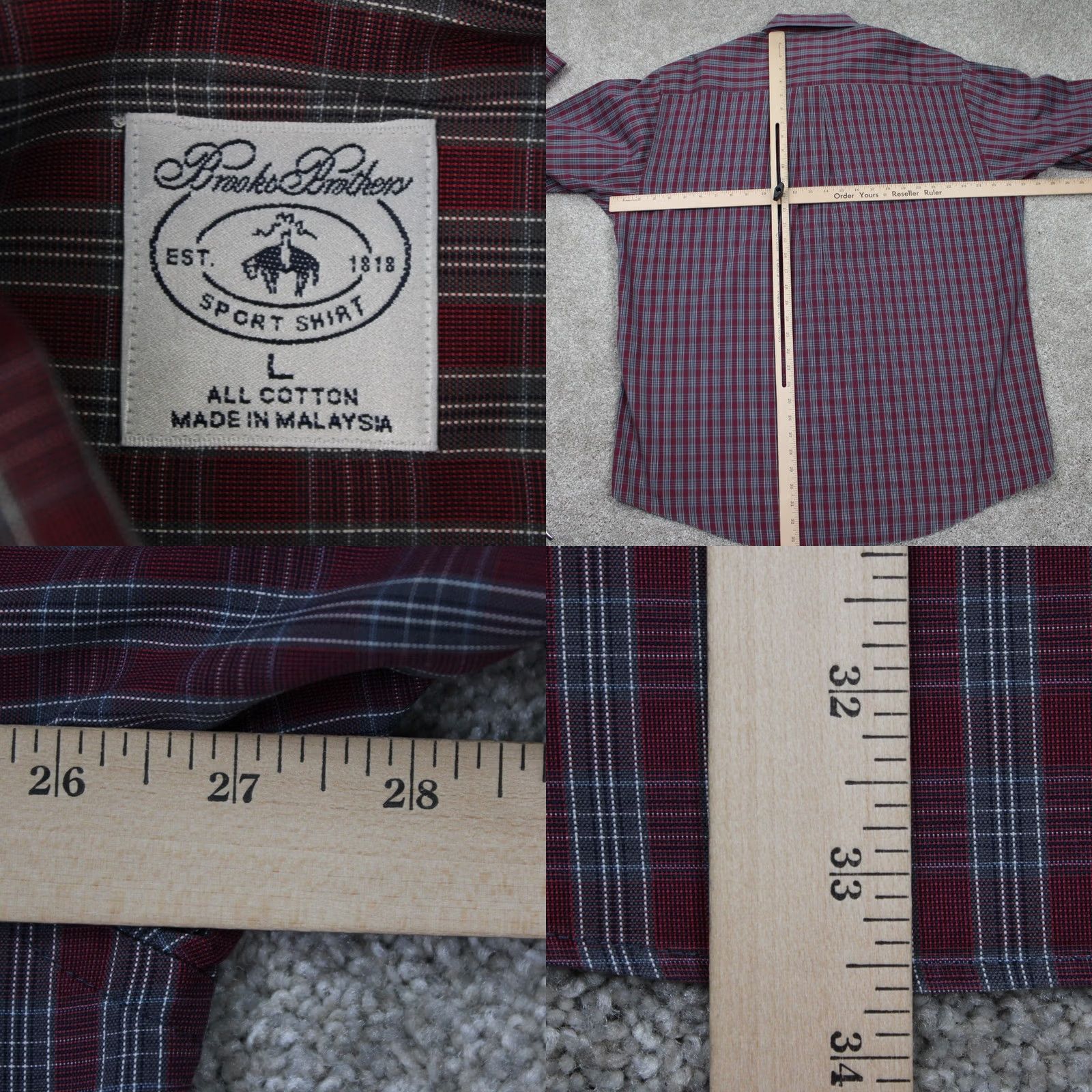 Brooks Brothers Brooks Brothers Button-Up Shirt Mens Large Red/Gray 100% Cotton Long Sleeve Button-Down Size US L / EU 52-54 / 3 - 8 Thumbnail