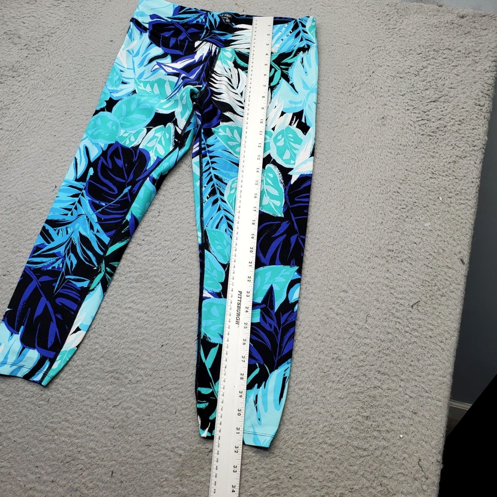 Calvin Klein Calvin Klein Cropped Leggings Womens L Multi Performance Tropical Print Pull On Size 36" / US 14 / IT 50 - 4 Thumbnail