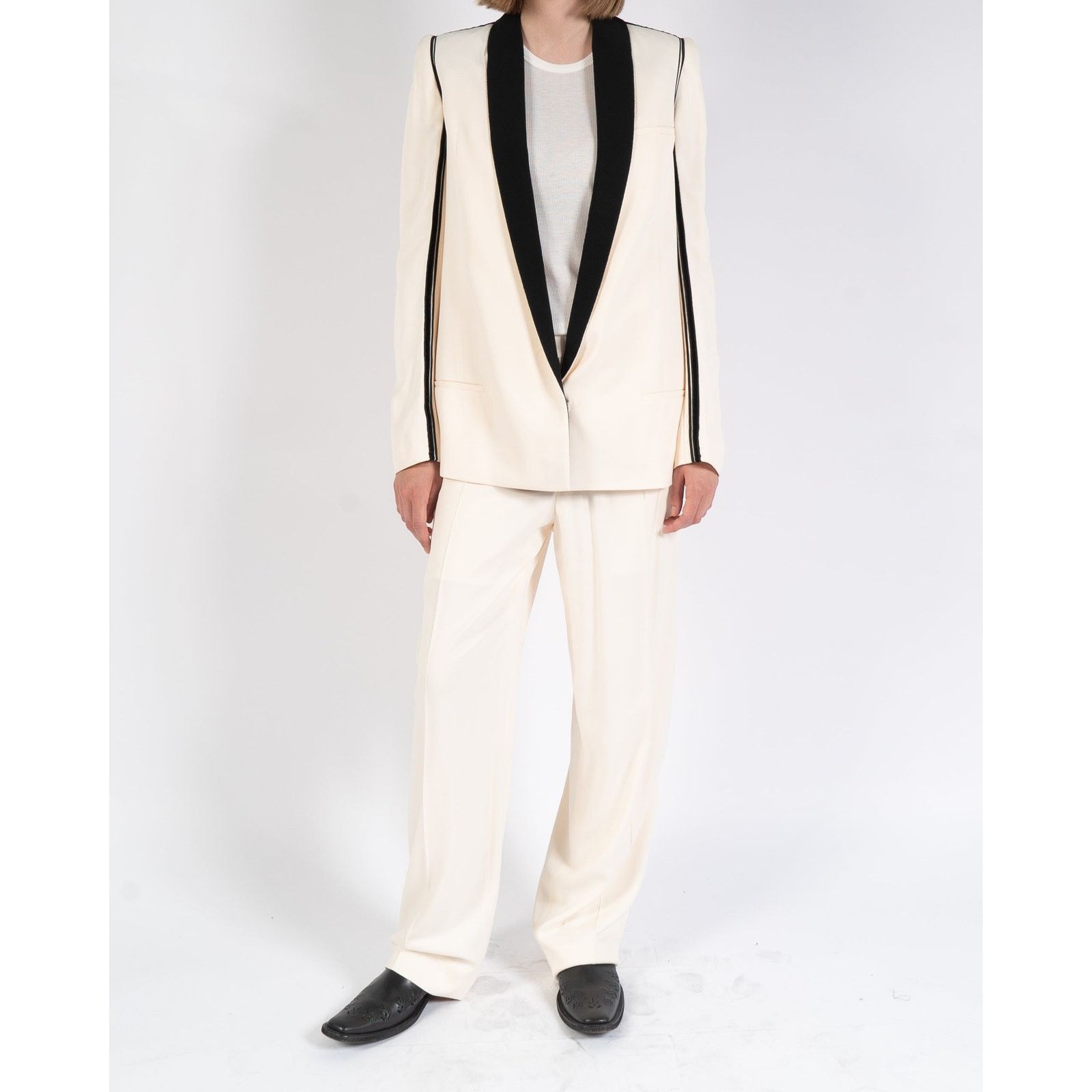 Haider Ackermann SS19 Beige Black Viscose Blazer Size S / US 4 / IT 40 - 2 Thumbnail