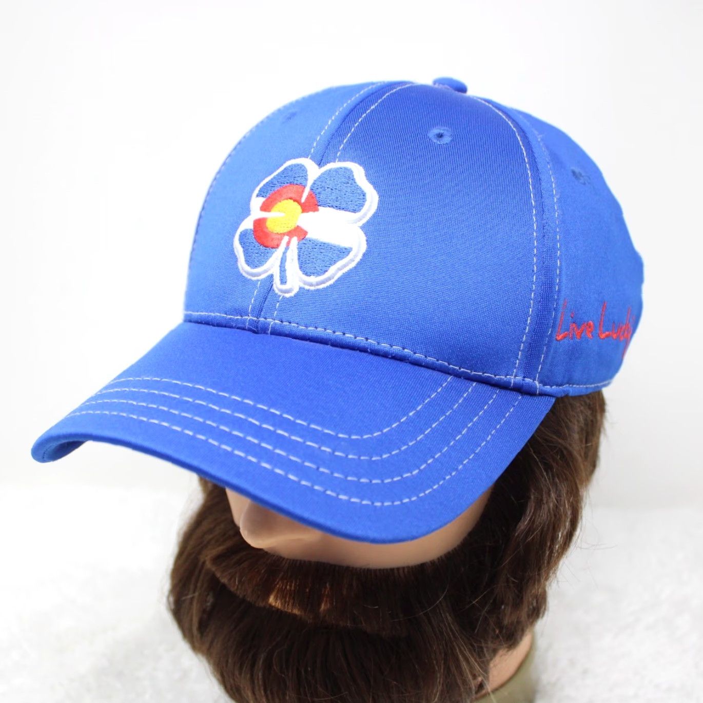 Vintage Black Clover Hat Mens XL Blue 100% Polyester Baseball Cap Sports Knit Style Casual Adjustable Cap Size ONE SIZE - 2 Thumbnail