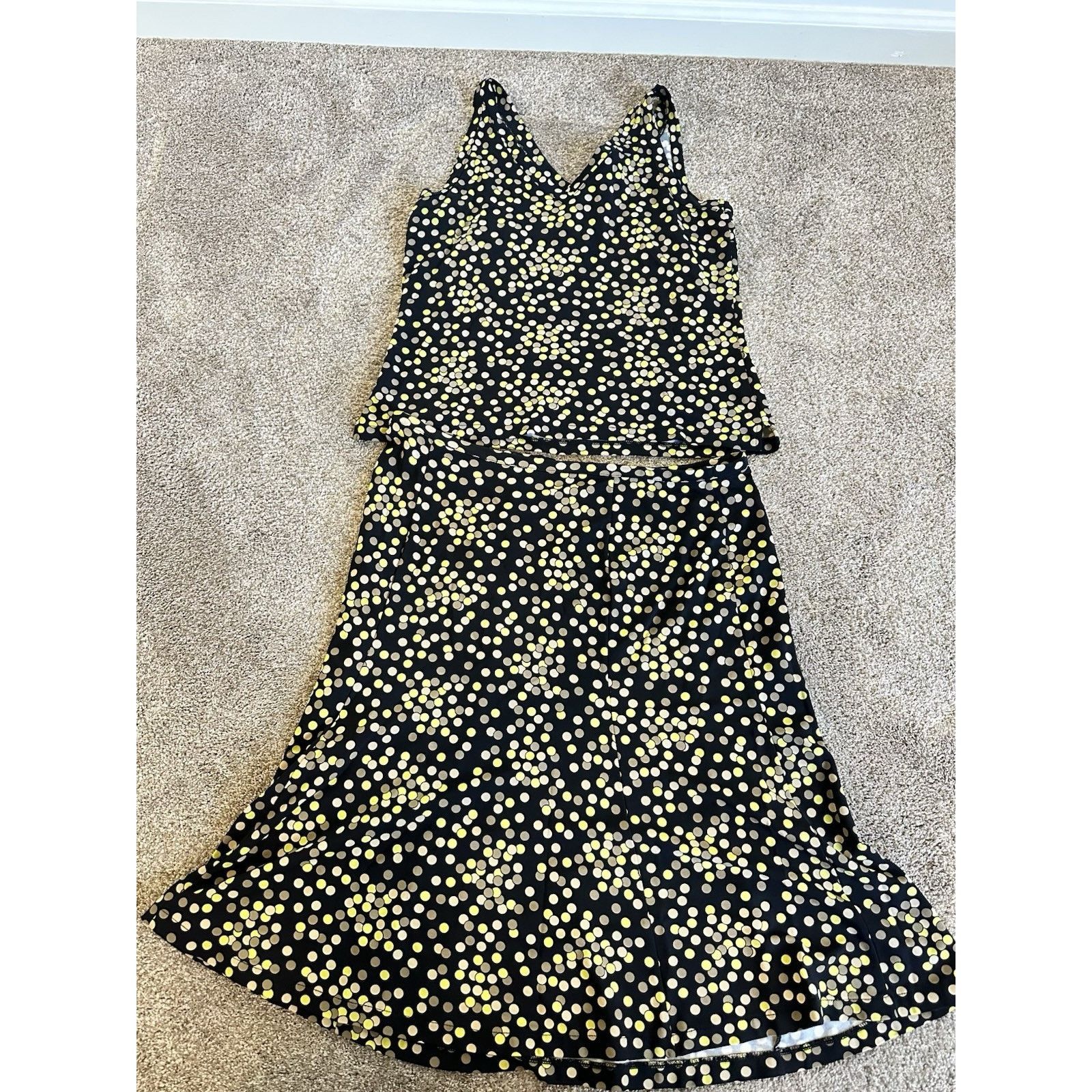 Talbots Talbots Black Brown Green Polka Dot Skirt Top Set M / L Size M / US 6-8 / IT 42-44 - 10 Thumbnail