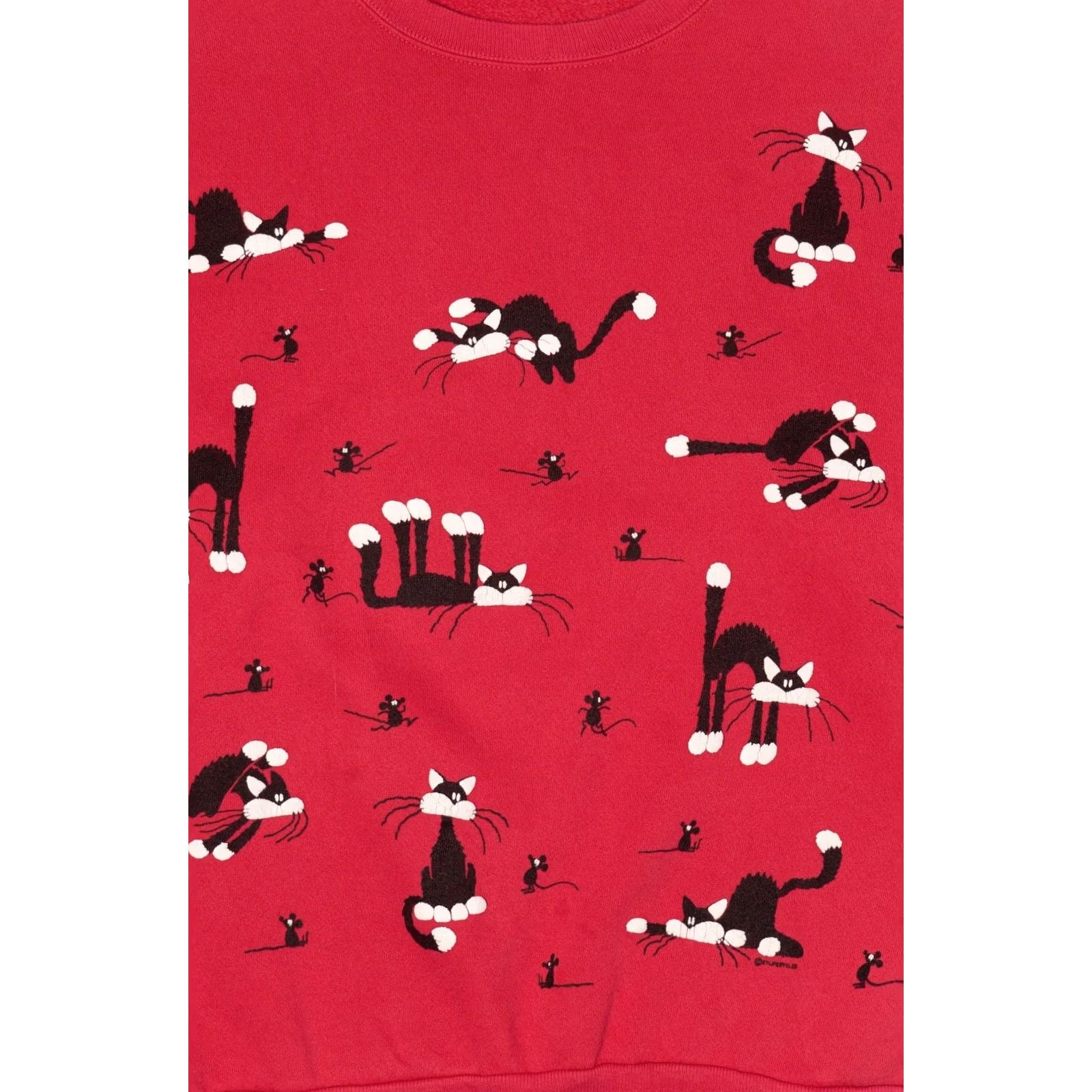 Vintage Vintage Cat And Mouse Sweatshirt 1990s Red XX-Large Long Sleeve Mens Womens Regular Fit Size US XXL / EU 58 / 5 - 2 Thumbnail