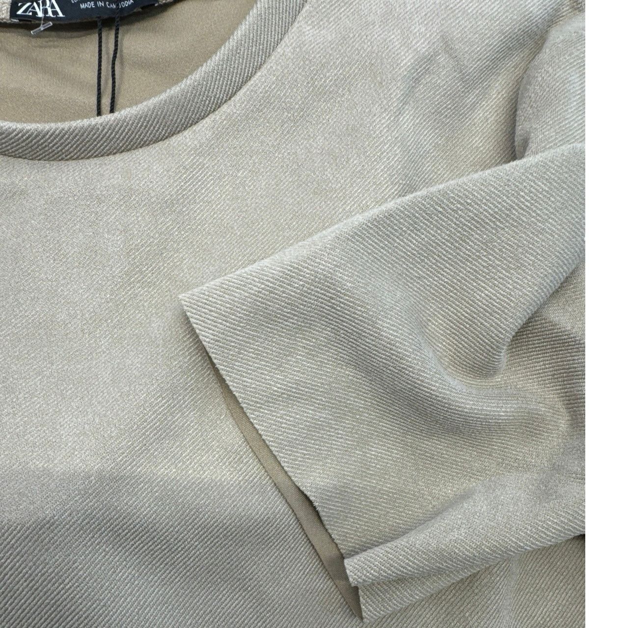 Zara Zara Faux Suede Beige Short Sleeve Shift Dress women sz S Size S / US 4 / IT 40 - 4 Thumbnail